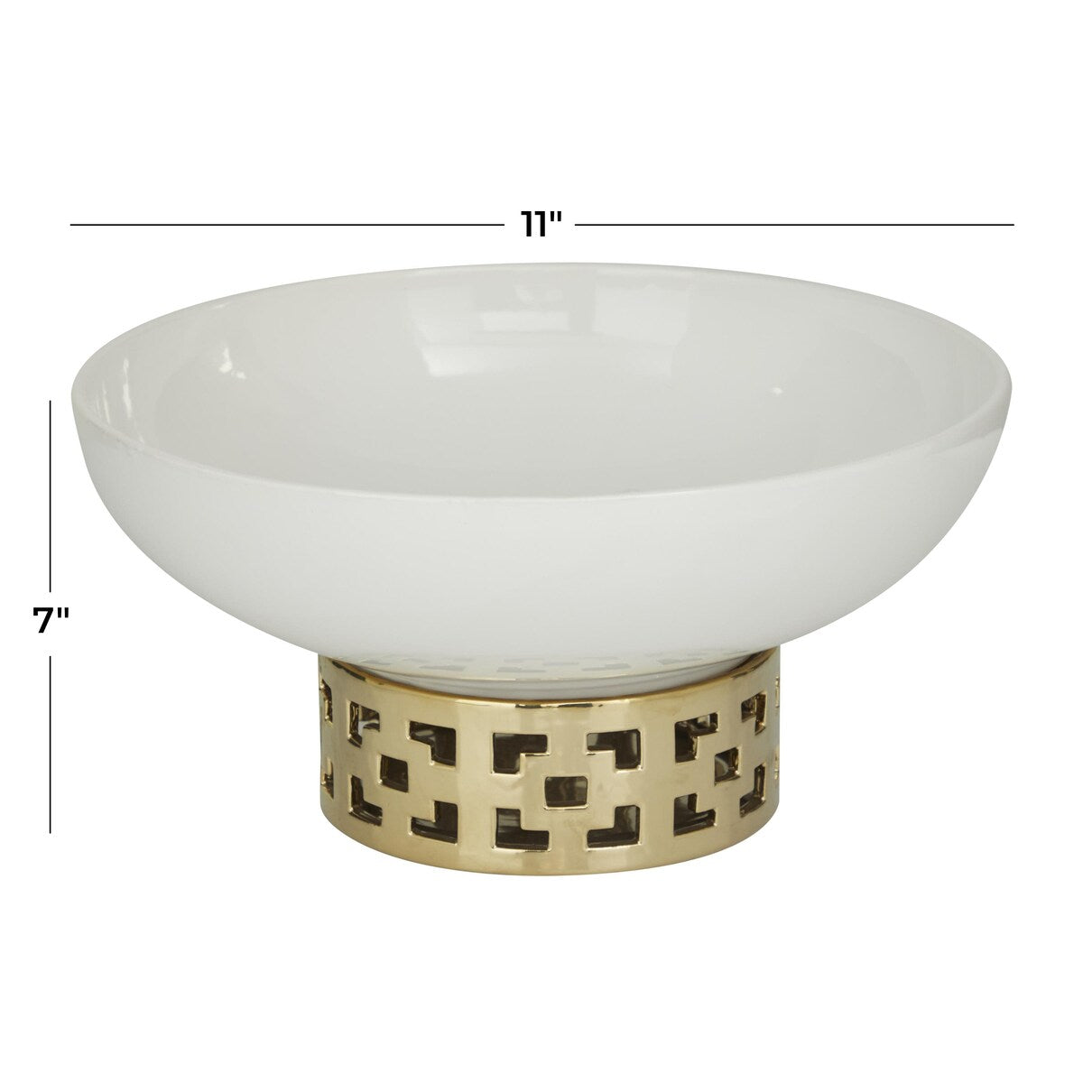 Ceramic Geometric Decorative Decorative Bowl - White - CosmoLiving by Cosmopolitan