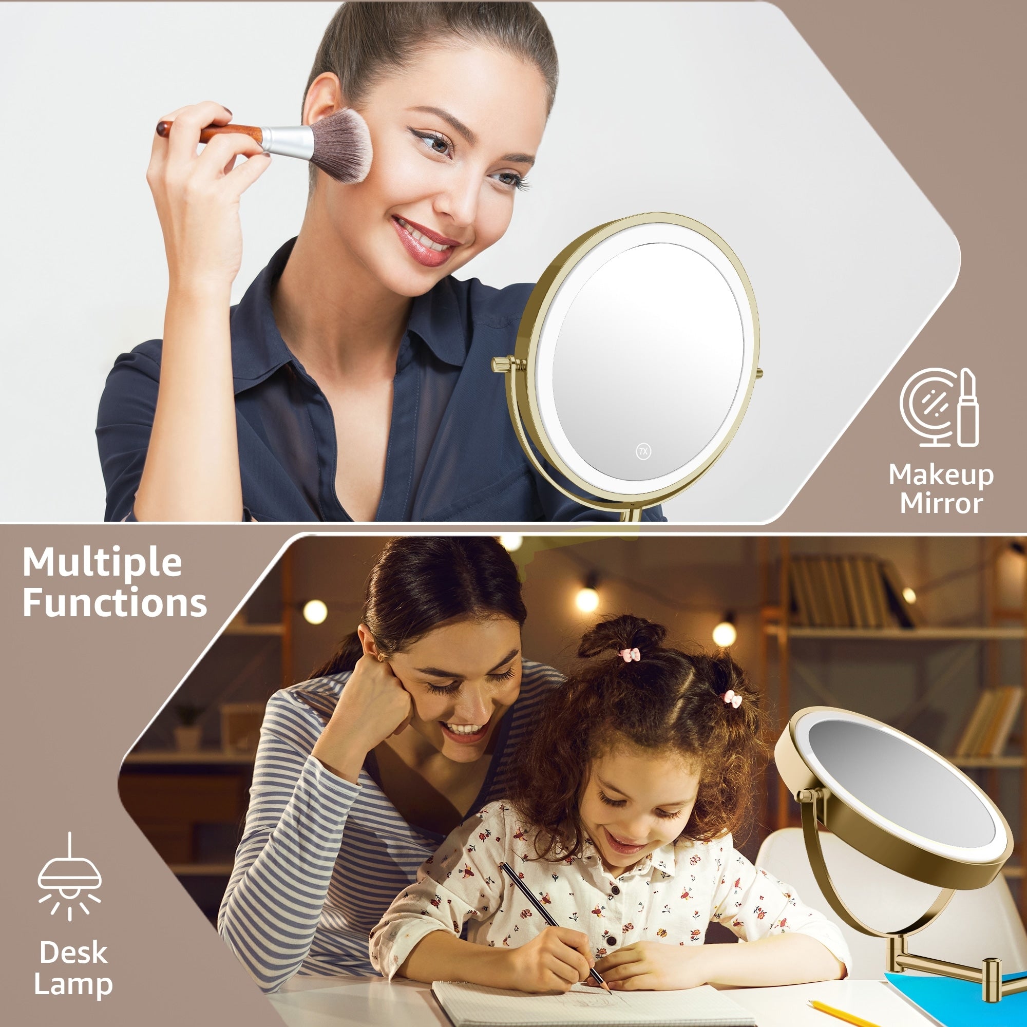 Yulika Plug-in Wall Mounted Makeup Mirror Magnifying Mirror with Light 1X/10X or 1X/7X