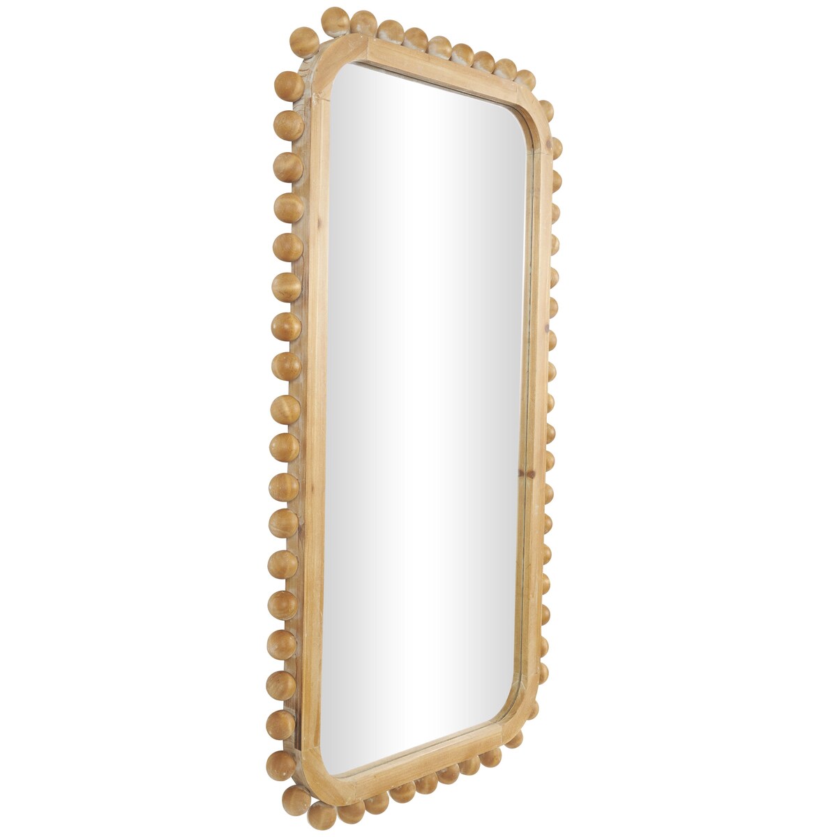 Wood Room Wall Mirror with Beaded Frame - Brown - Roche River Decor