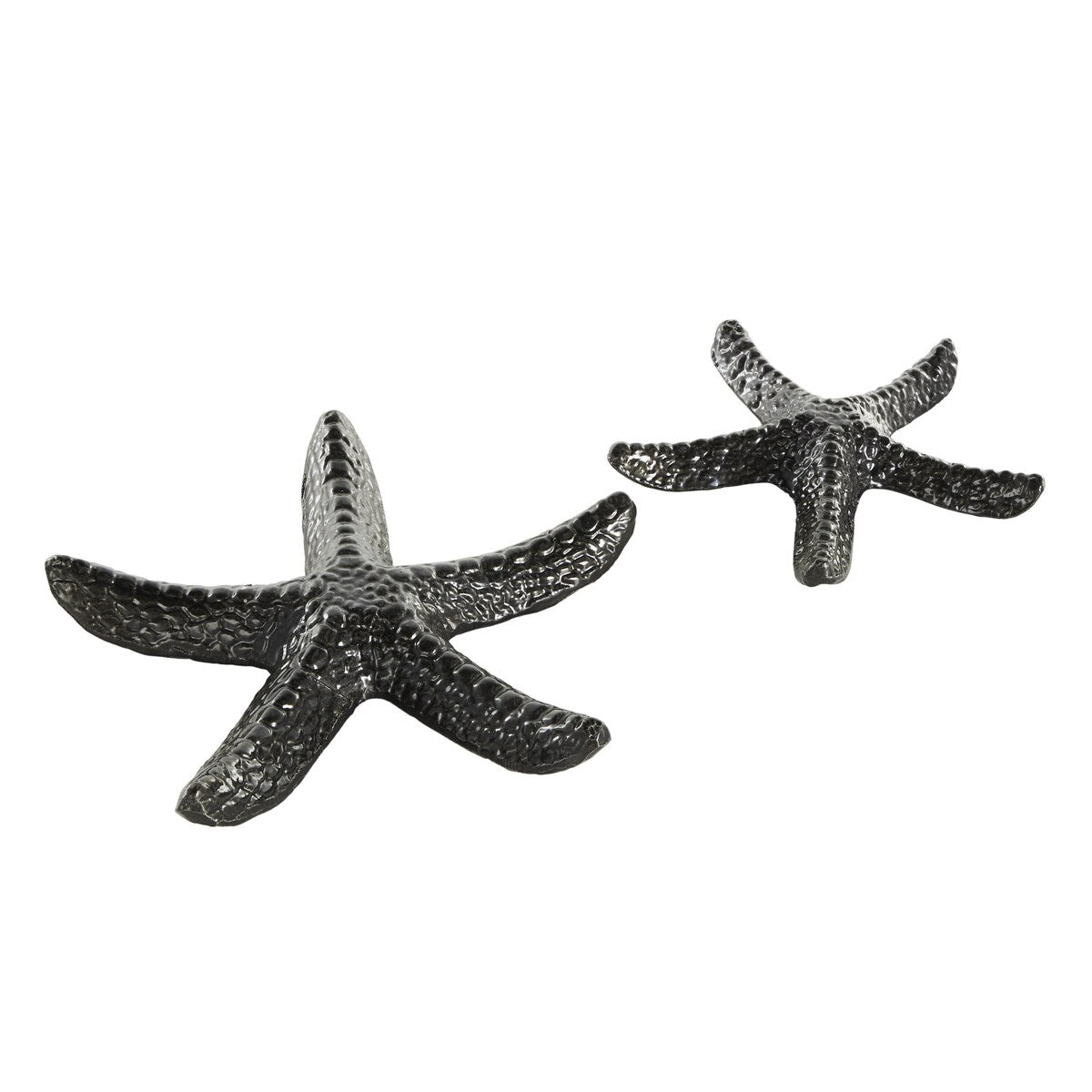 Aluminum Metal Starfish Bubble Textured Decorative Sculpture - Set of 2 Black - Roche River Decor