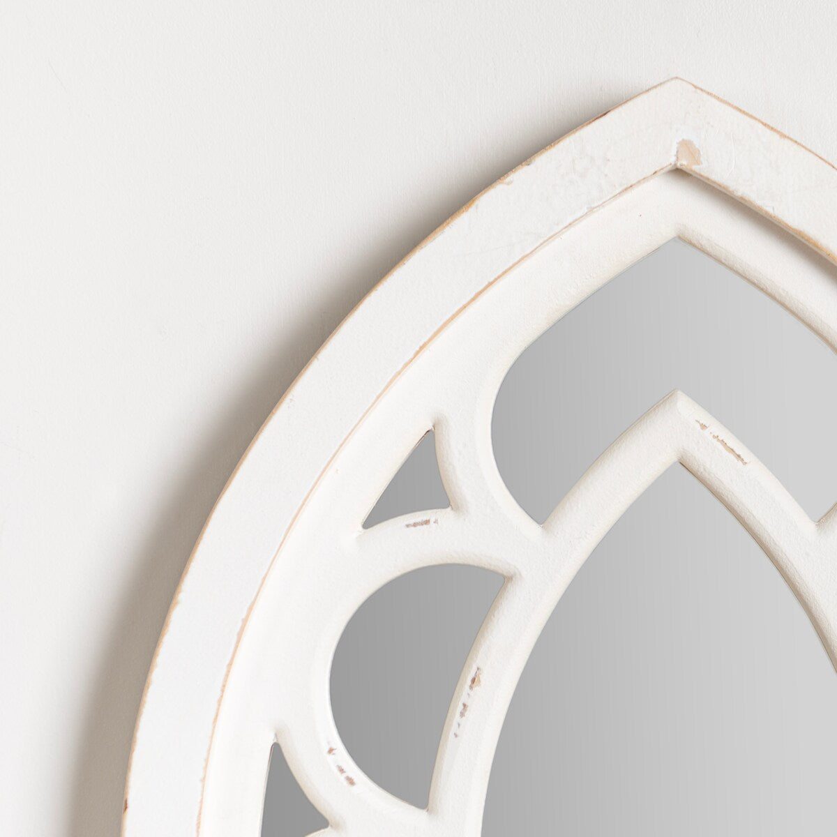 White Wood Cathedral Wall Mirror, 47 in.