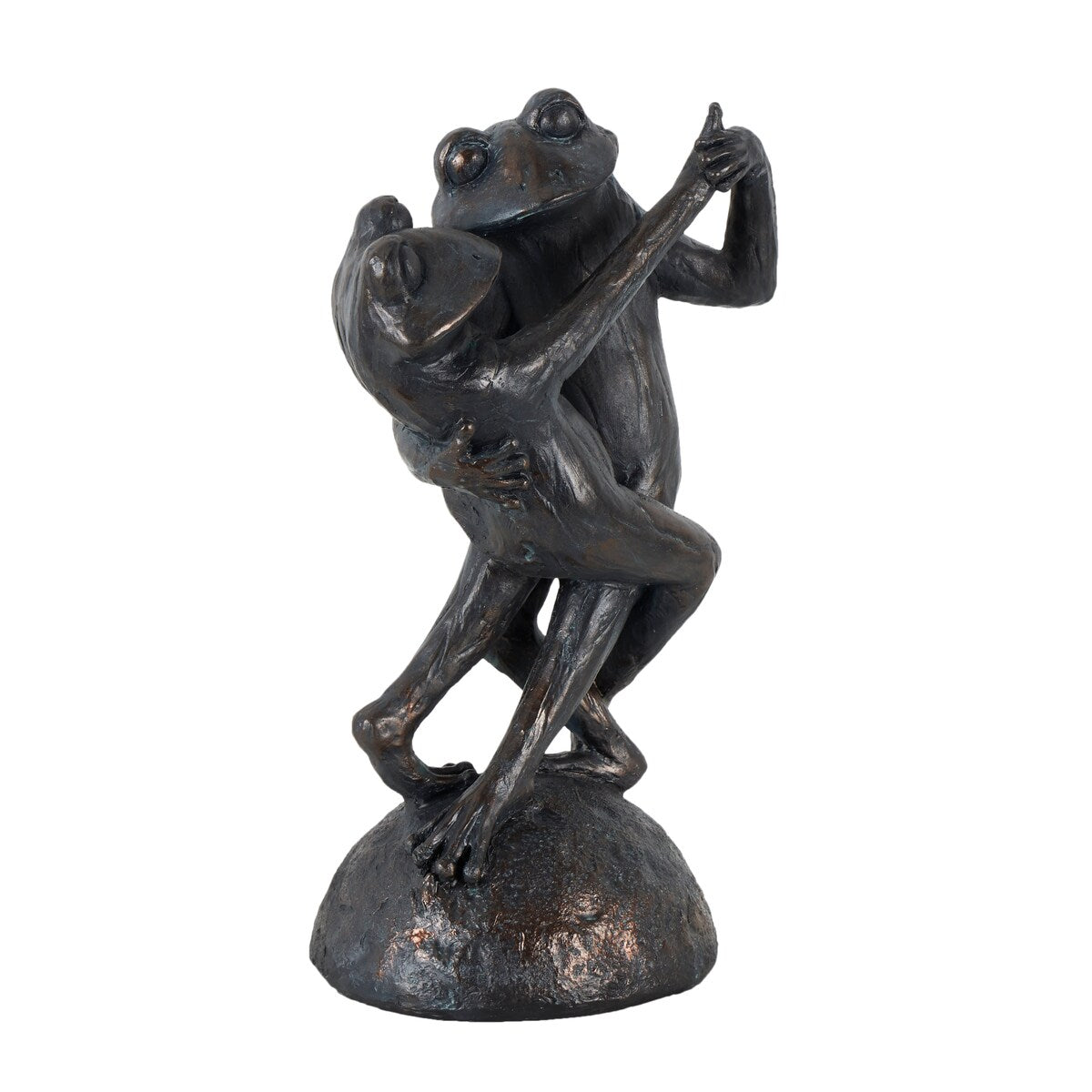 Resin Frog Patina Dancing Decorative Sculpture with Rock Base - Bronze - Roche River Decor