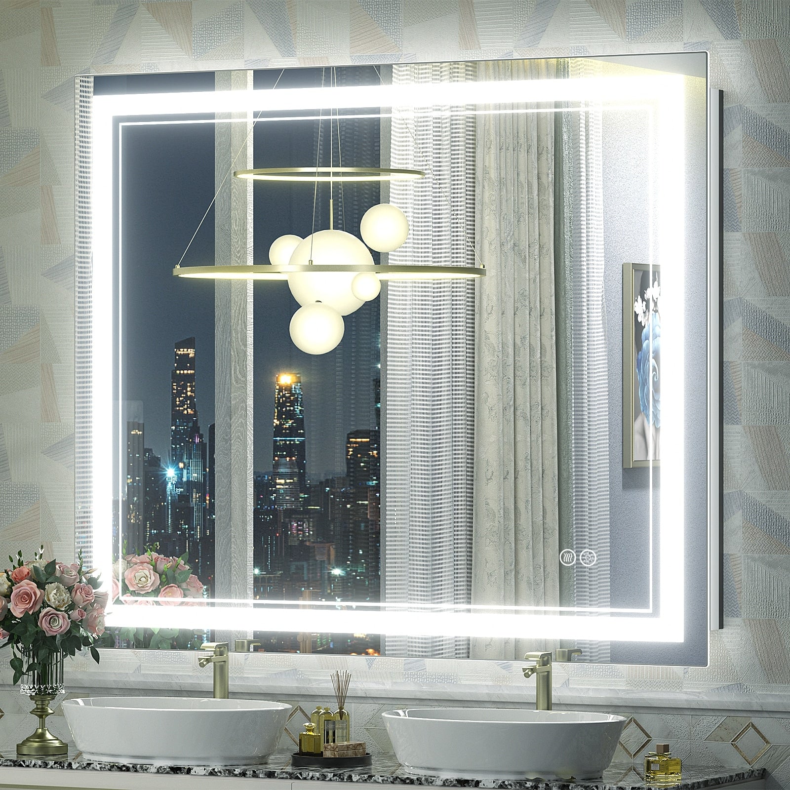 Apmir Frameless LED Anti-fog Bathroom Vanity Mirror in Tempered Glass