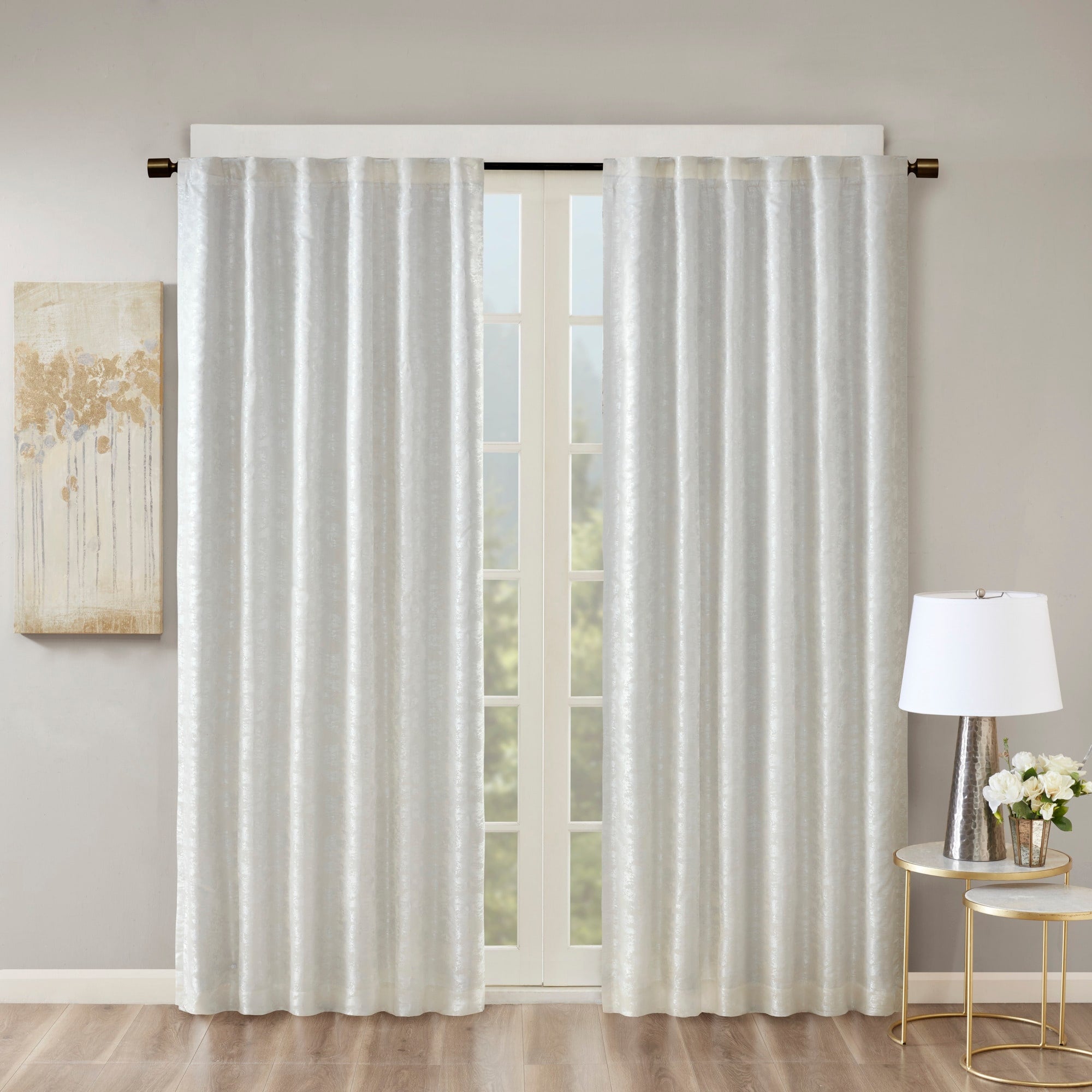 SunSmart Odessa Marble Jacquard Lined Total Blackout Rod Pocket/Back Tab Curtain Panel