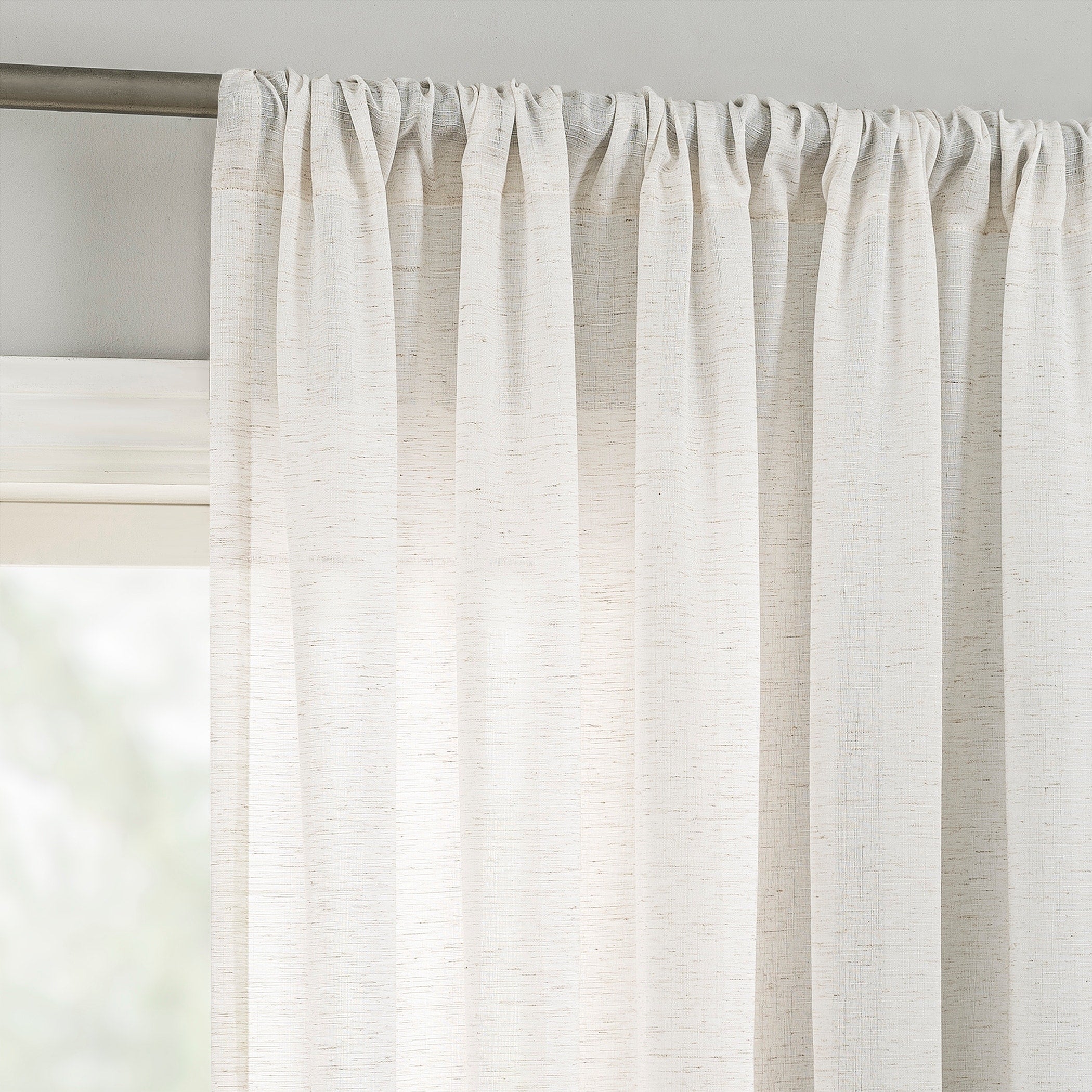 No. 918 Amalfi Linen Blend Semi-Sheer Rod Pocket 1-Piece Curtain Panel, Single Panel