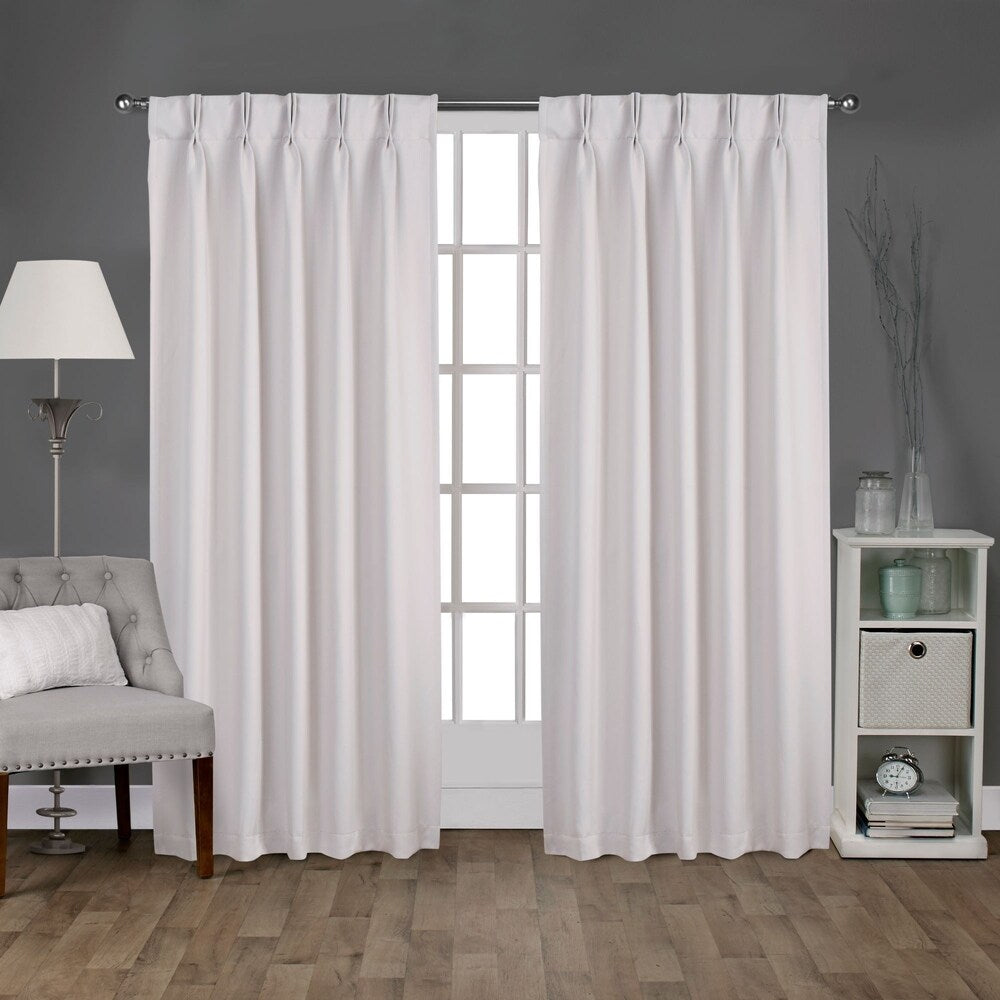 ATI Home Sateen Twill Woven Room Darkening Blackout Pinch Pleat/Hidden Tab Top Curtain Panel Pair