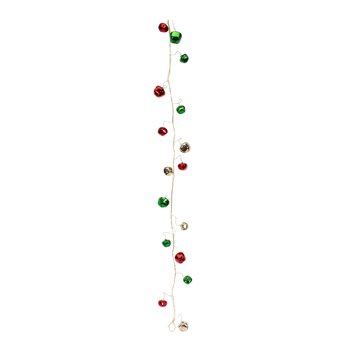 LED Lighted Sleigh Bell String Garland (Set of 12) - Red; Gold