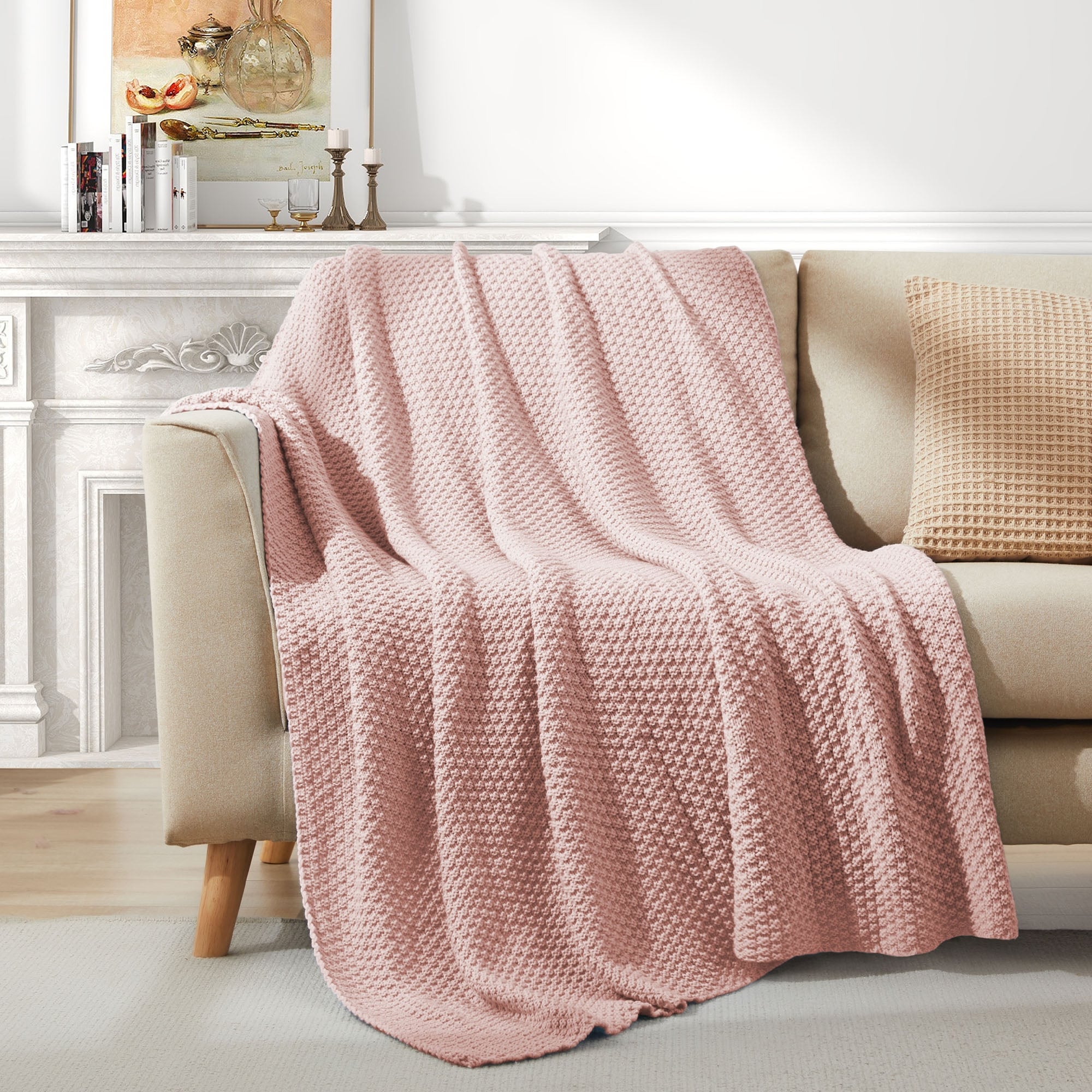 Lightweight and Soft Knit Throw Blanket for Couch