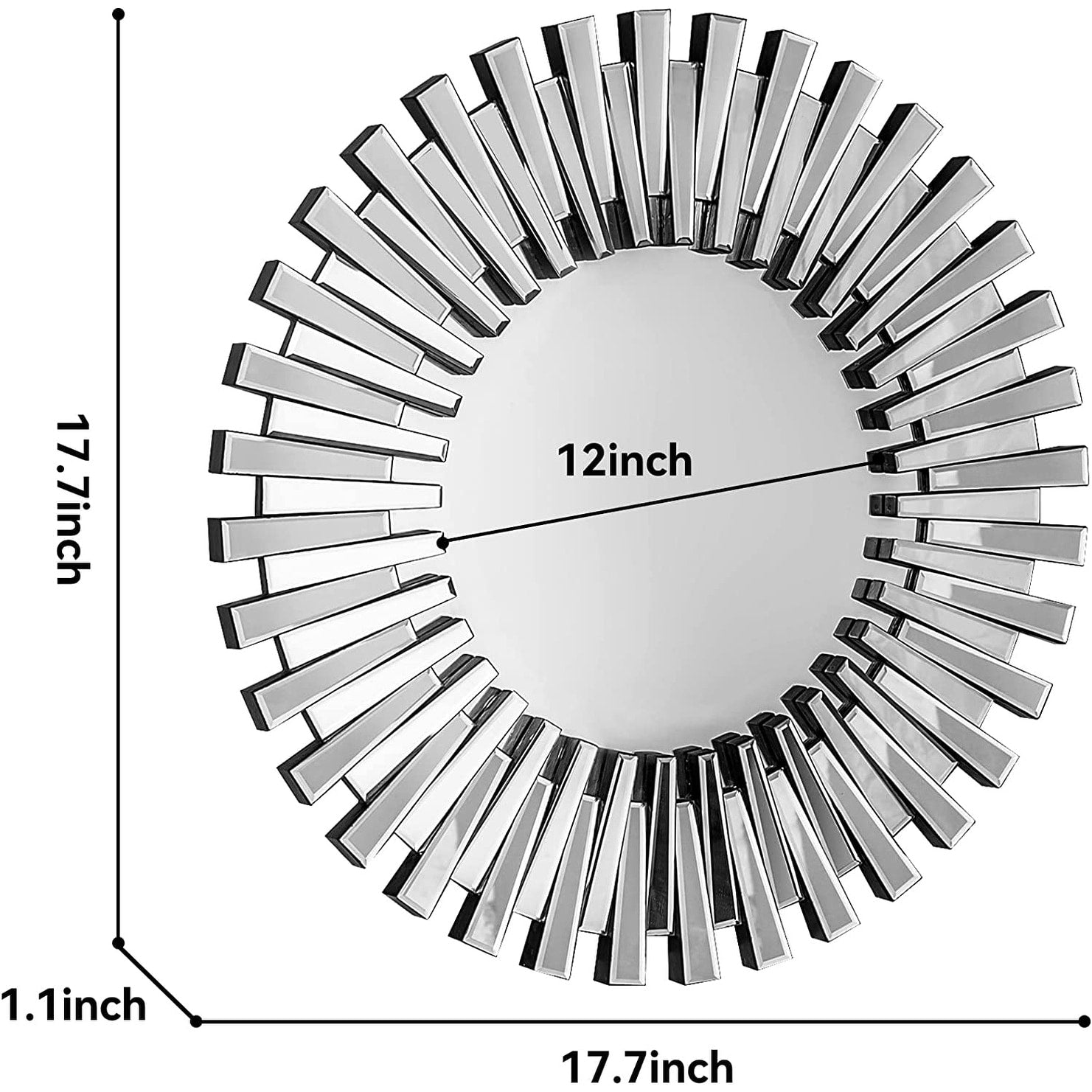 Round Sunburst Accent Wall Mirror Silver Decor Mirror