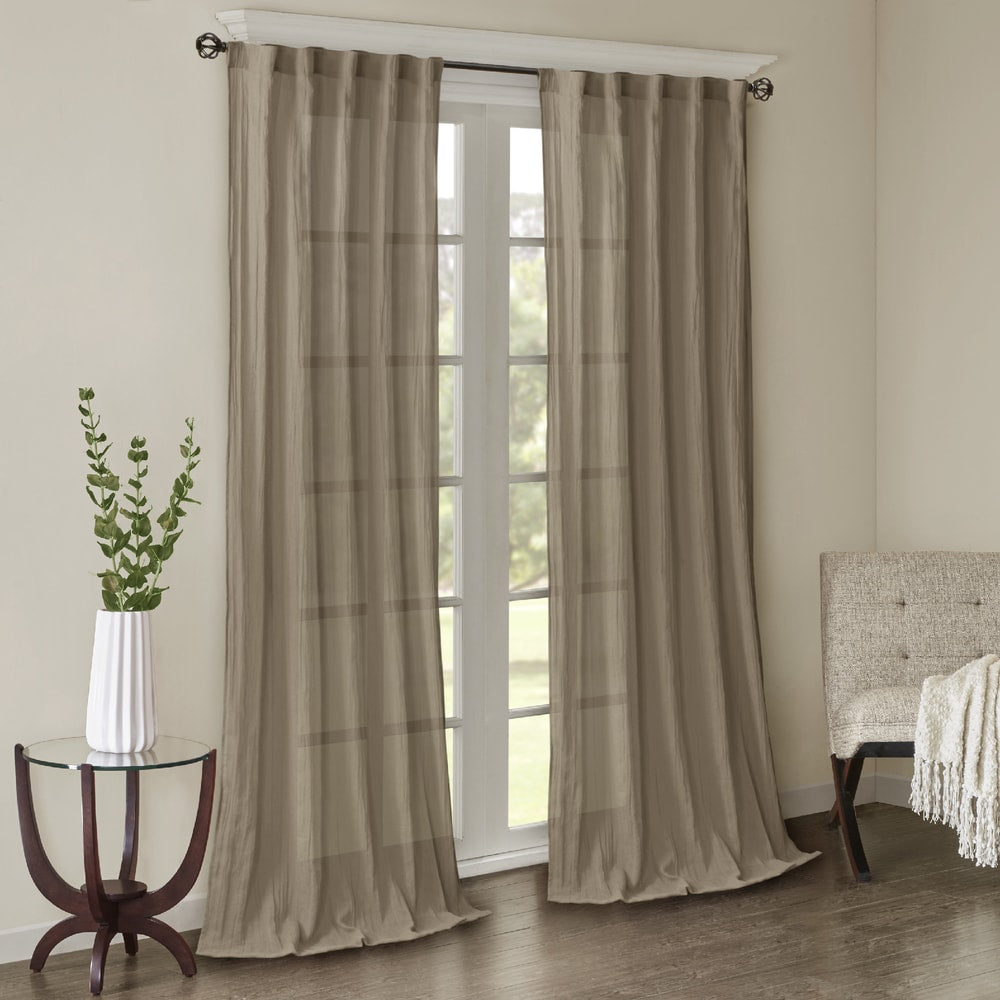 Madison Park Kaylee Solid Crushed Sheer Window Curtain Pair