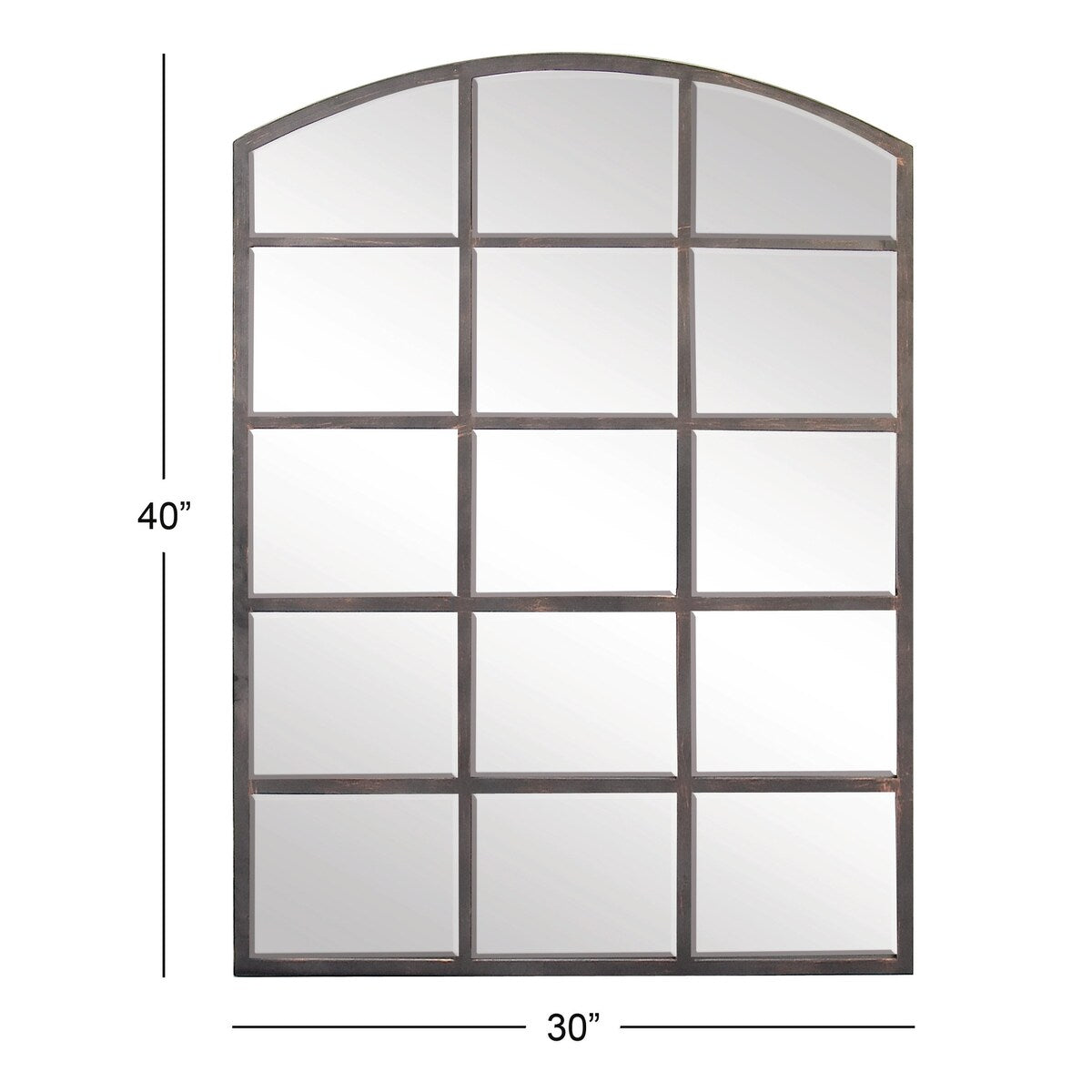 Metal Window Pane Inspired Room Wall Mirror with Arched Top - Roche River Decor