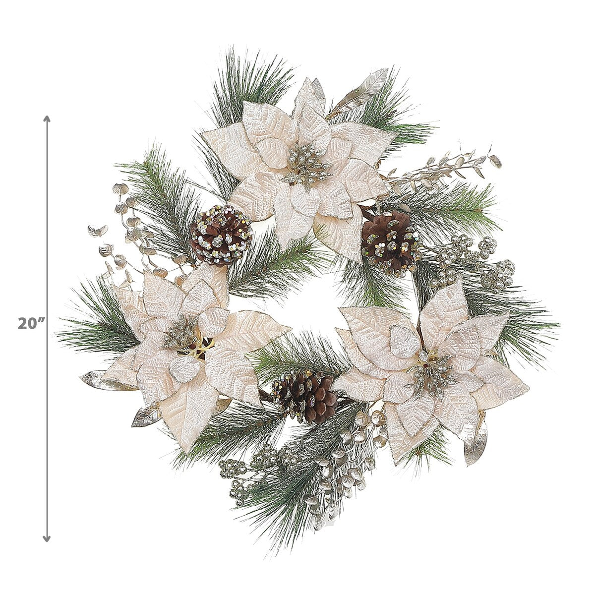 Poinsettia And Pinecone Wreath - Multi