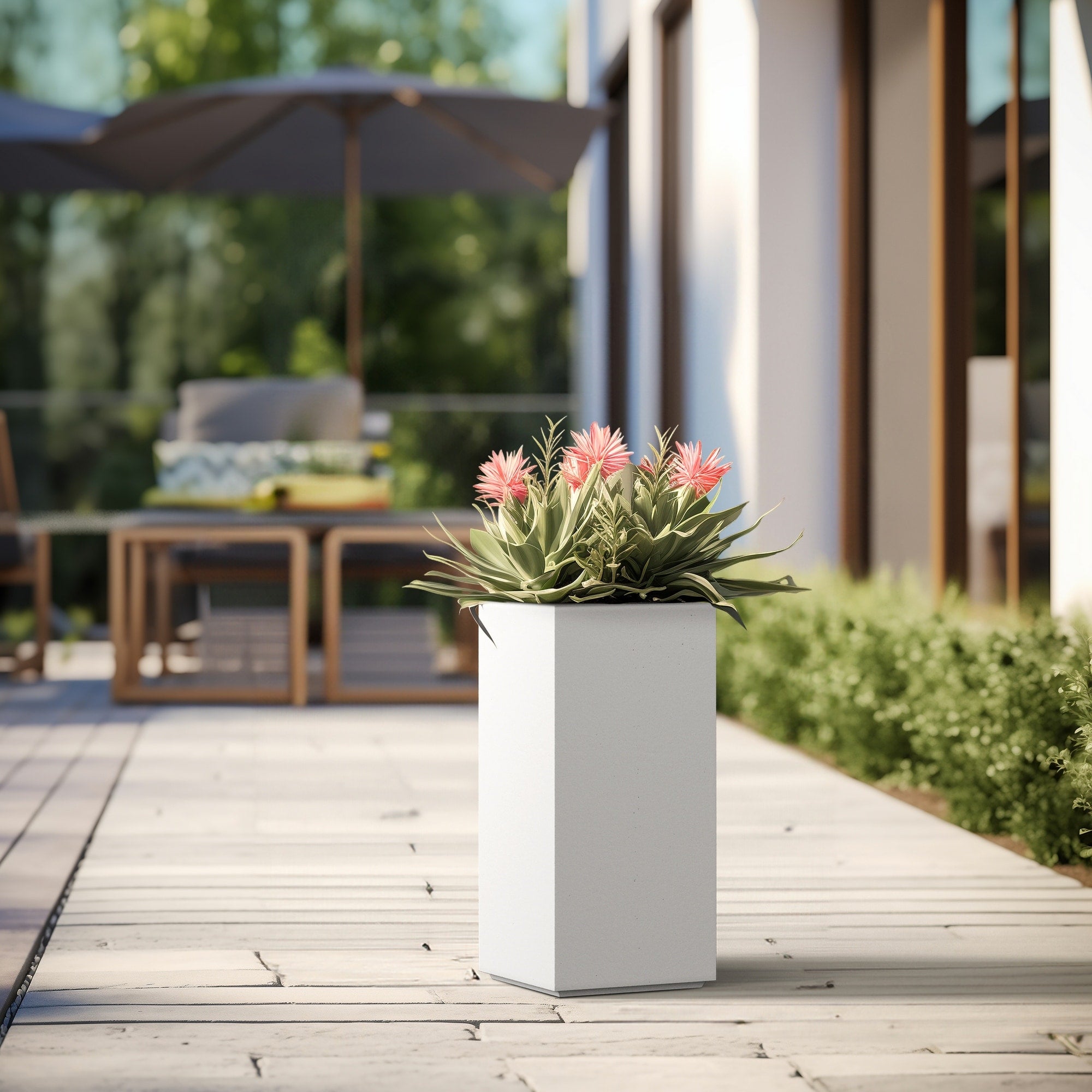 Tall Concrete Rectangle Plant Boxes / Large Indoor and Outdoor Flower Planters