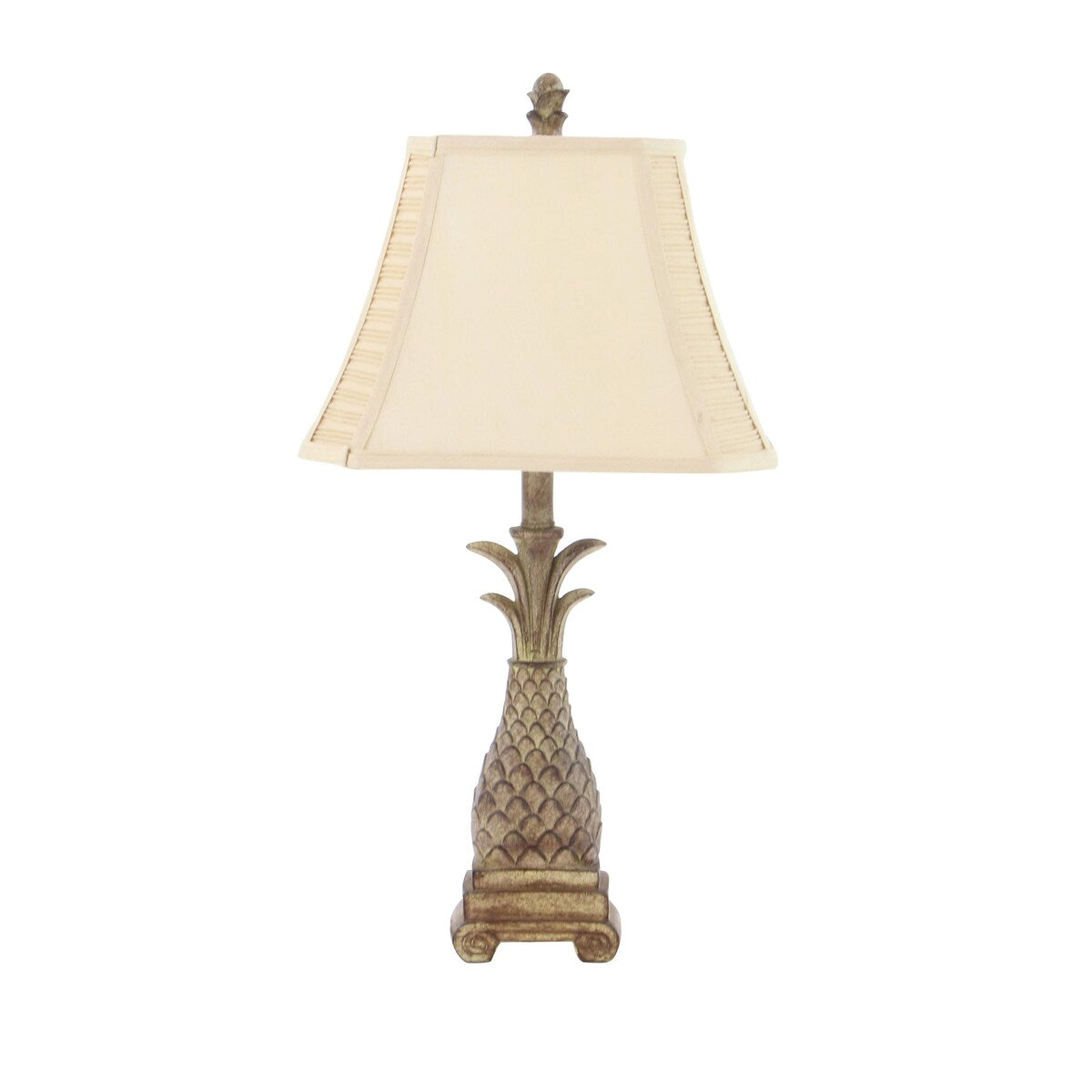 Polystone Fruit Pineapple Room Table Lamp with Tapered Shade - Set of 2 Brown - Roche River Decor