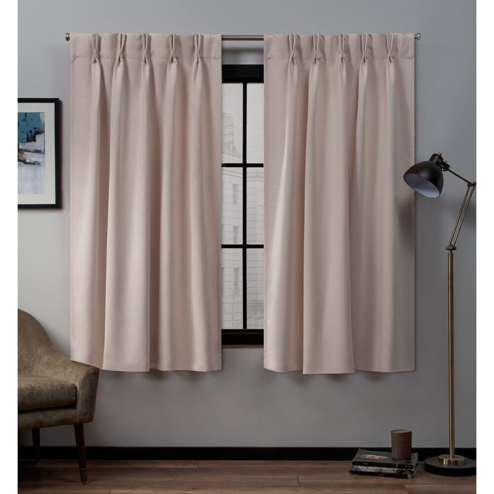 ATI Home Sateen Twill Woven Room Darkening Blackout Pinch Pleat/Hidden Tab Top Curtain Panel Pair