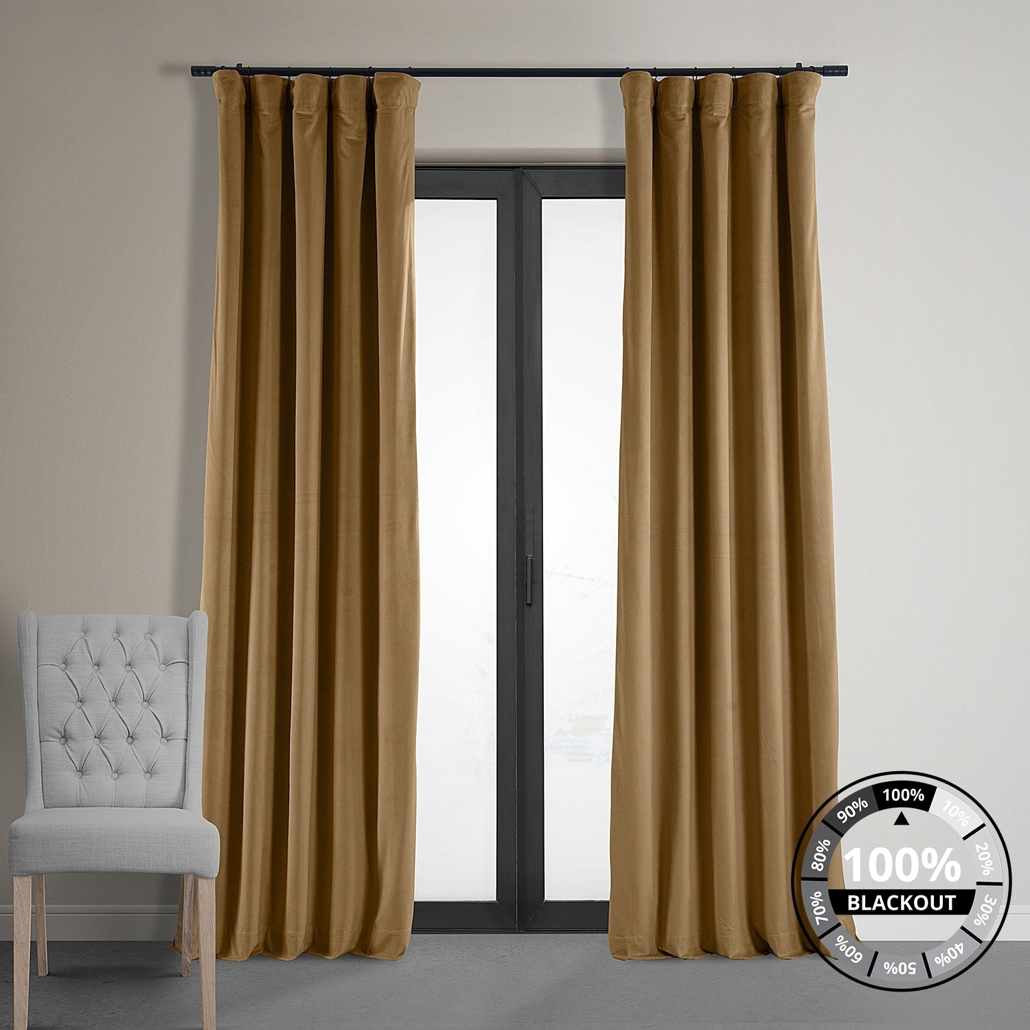 Exclusive Fabrics Signature Velvet Blackout Curtains (1 Panel) - Luxurious Single Drapery for Enhanced Light Blockage