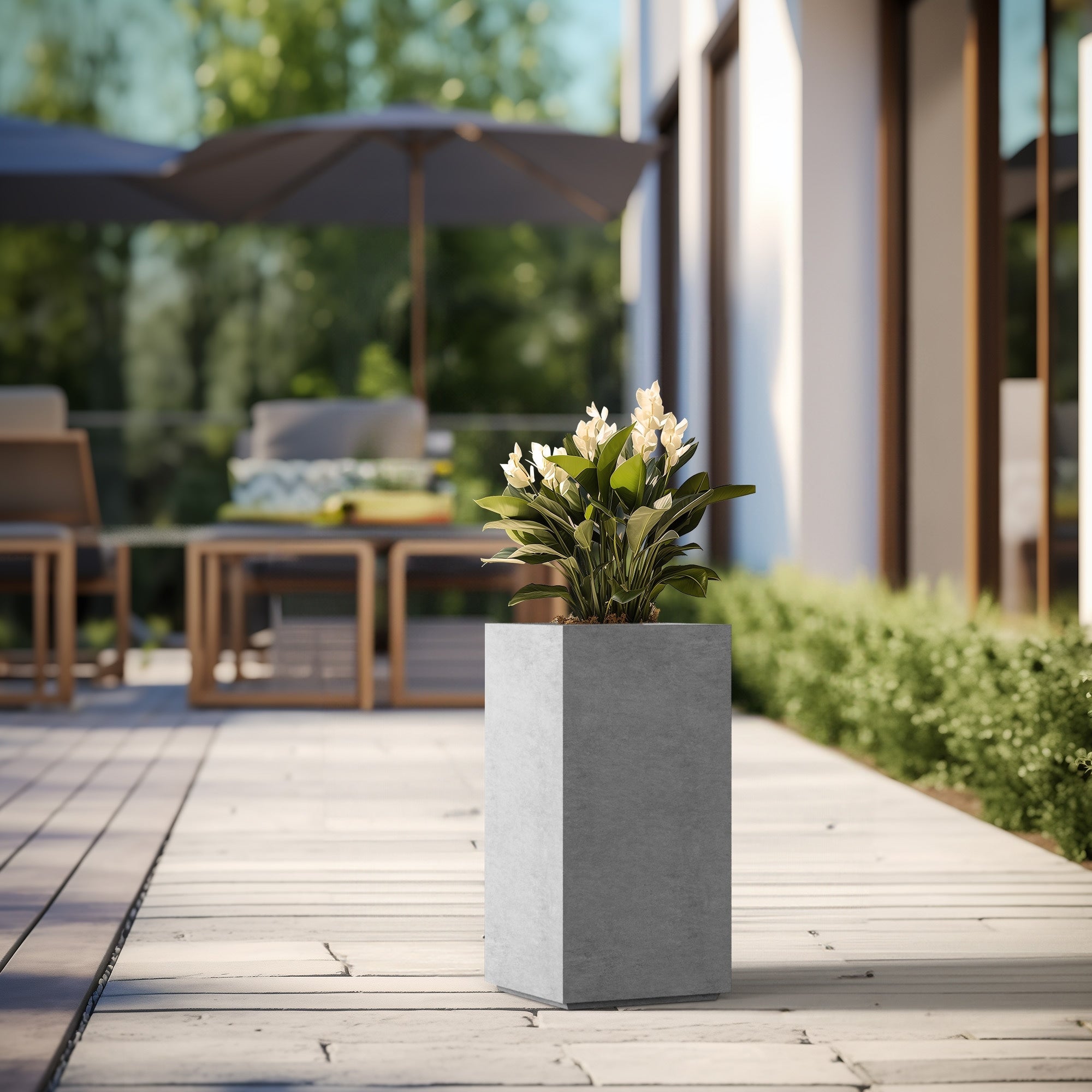 Tall Concrete Rectangle Plant Boxes / Large Indoor and Outdoor Flower Planters