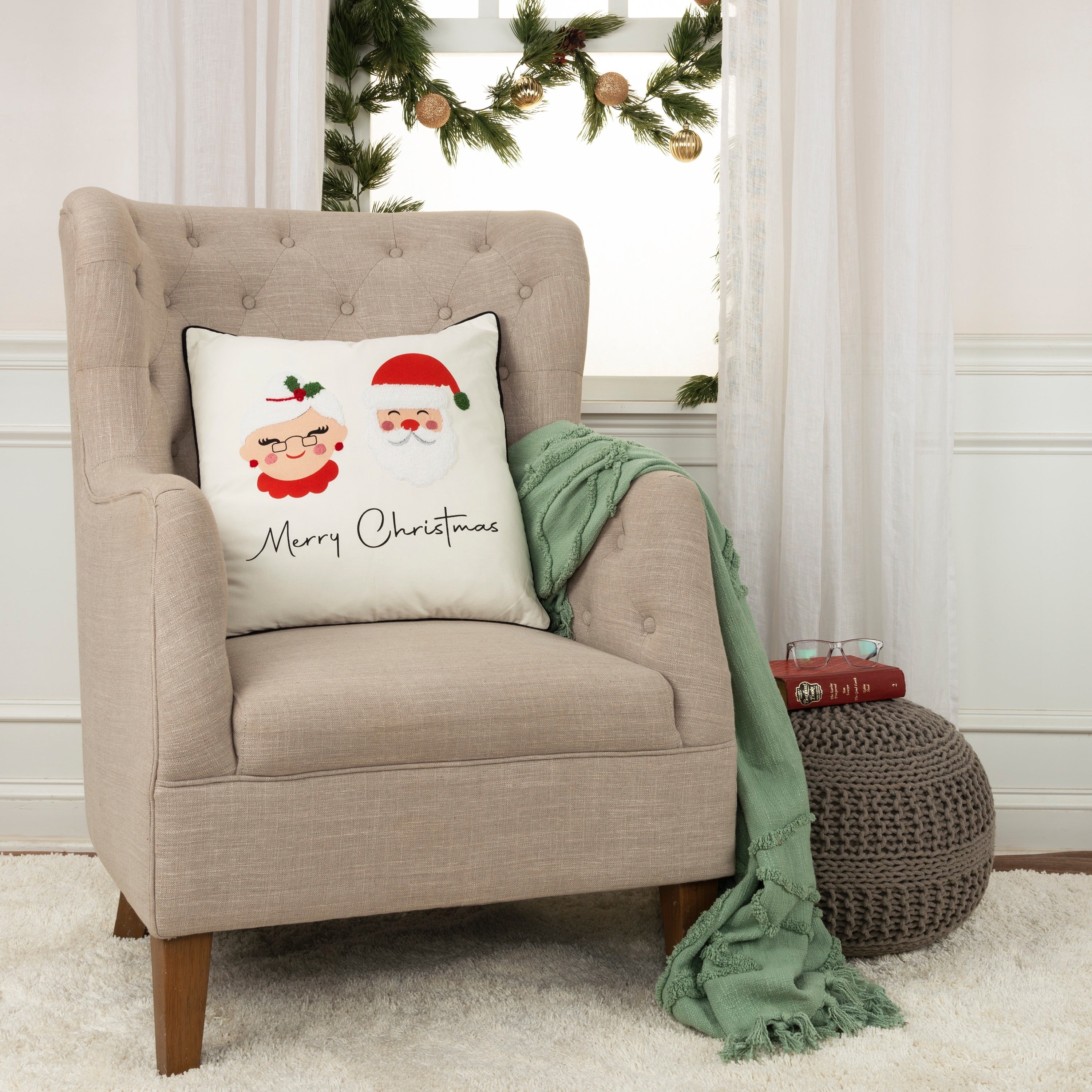 Rizzy Home Santa and Mrs. Claus Throw Pillow Cover