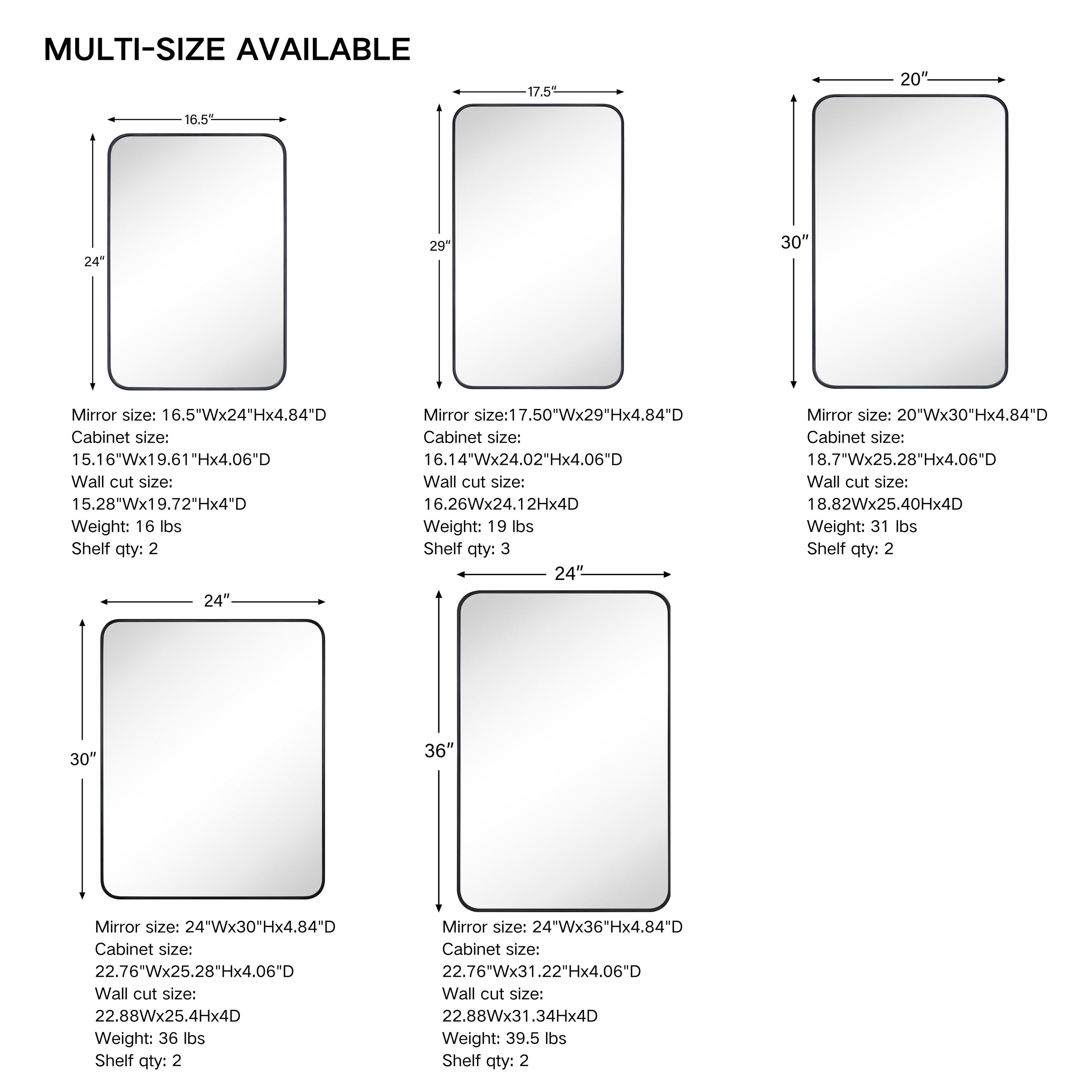 TEHOME Garnes Recessed or Surface Mount Framed Medicine Cabinet with Adjustable Shelves