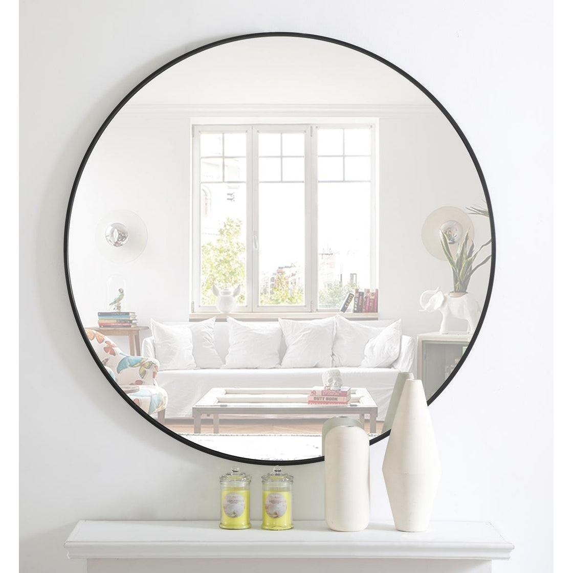 Carson Carrington Labbemala Metal Frame Round Mirror