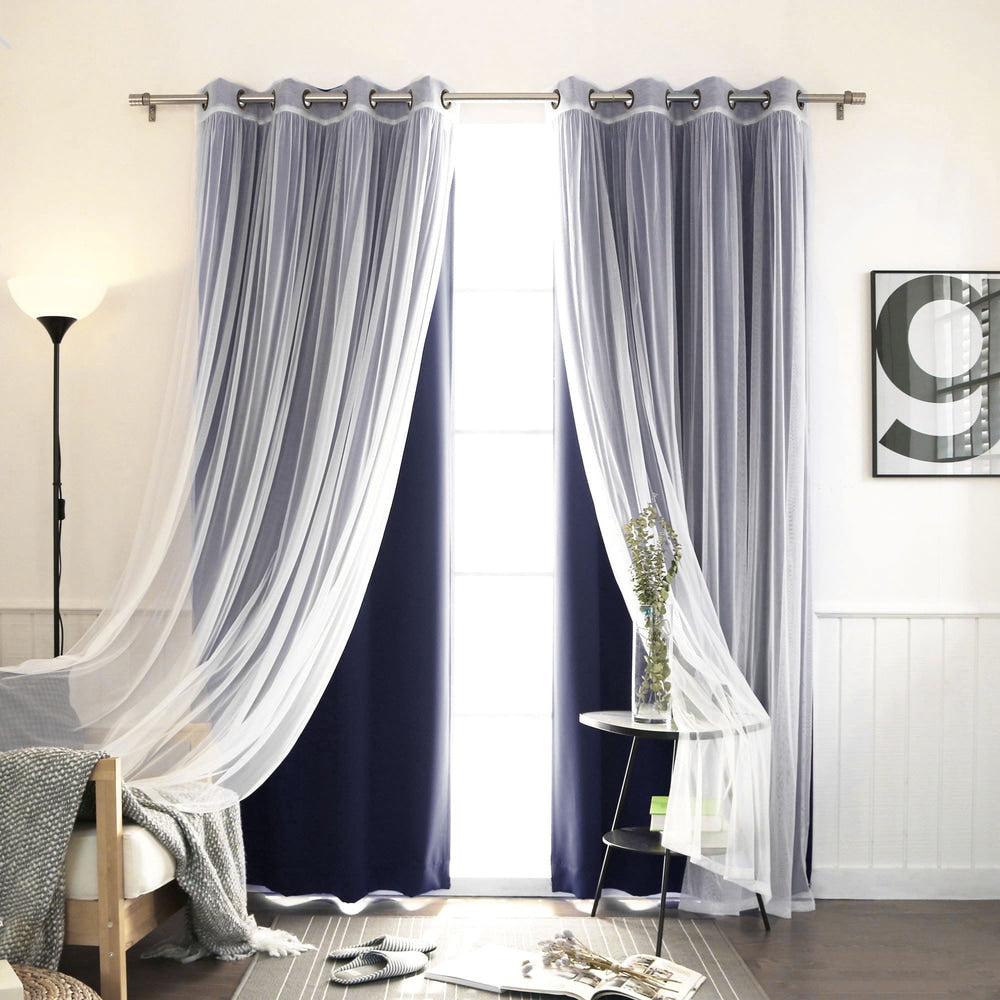 Aurora Home Mix-n-Match Blackout Tulle Lace 4-pc. Curtain Set