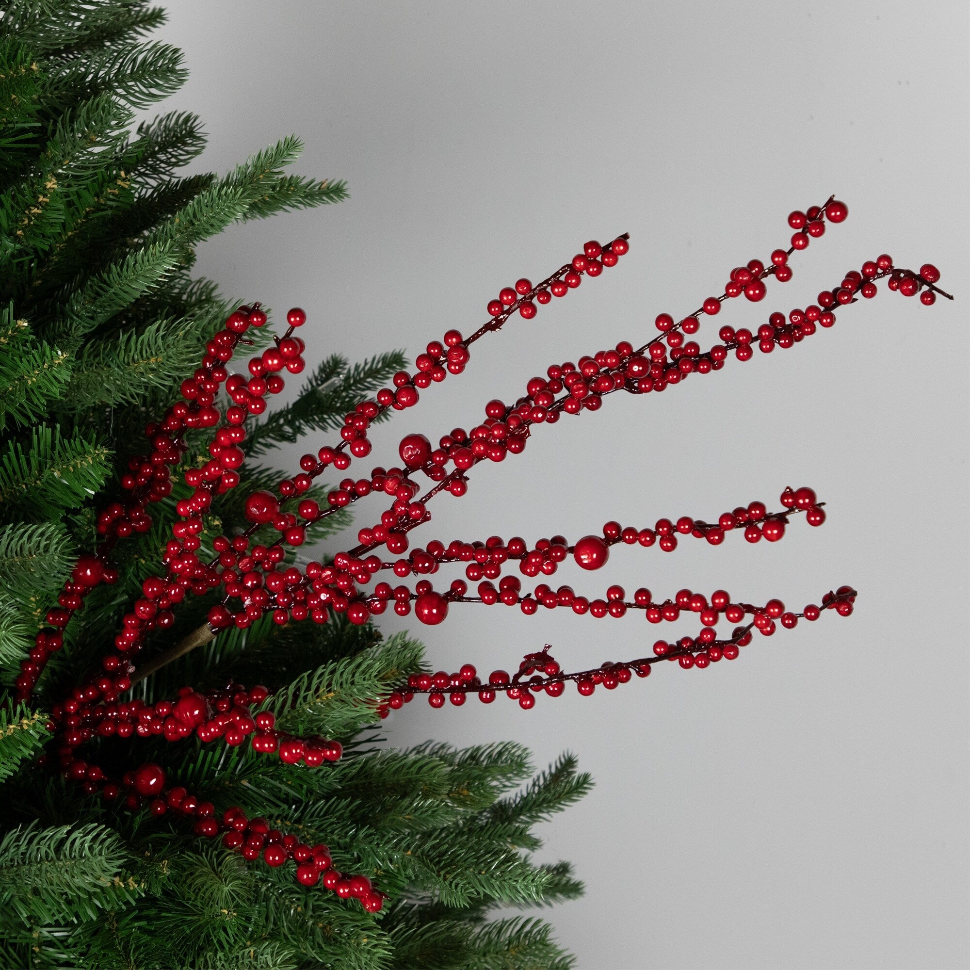 40 Red Berries Artificial Christmas Twig Spray