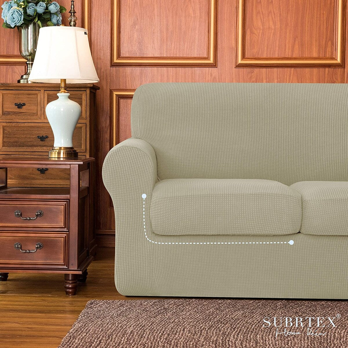 Subrtex Stretch Loveseat Slipcover Cover with 2 Separate Cushion Cover