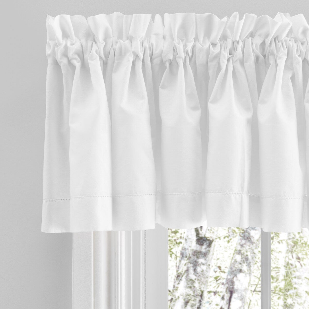 Simplicity Hemstitch 100% Cotton Rod Pocket Kitchen Curtains - Tier, Swag or Valance (Sold Separately)