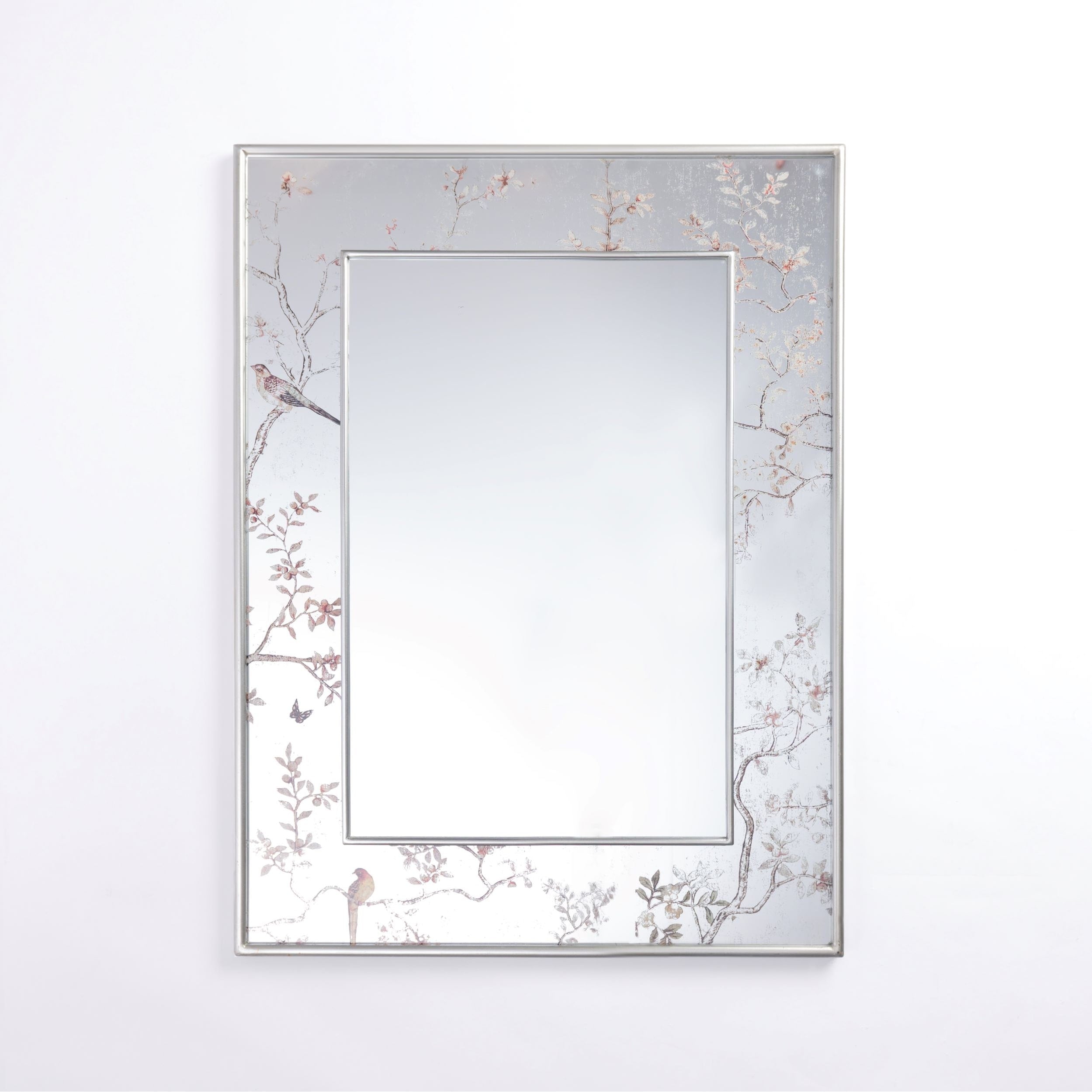 Silver Birds and Branches Wall Mirror