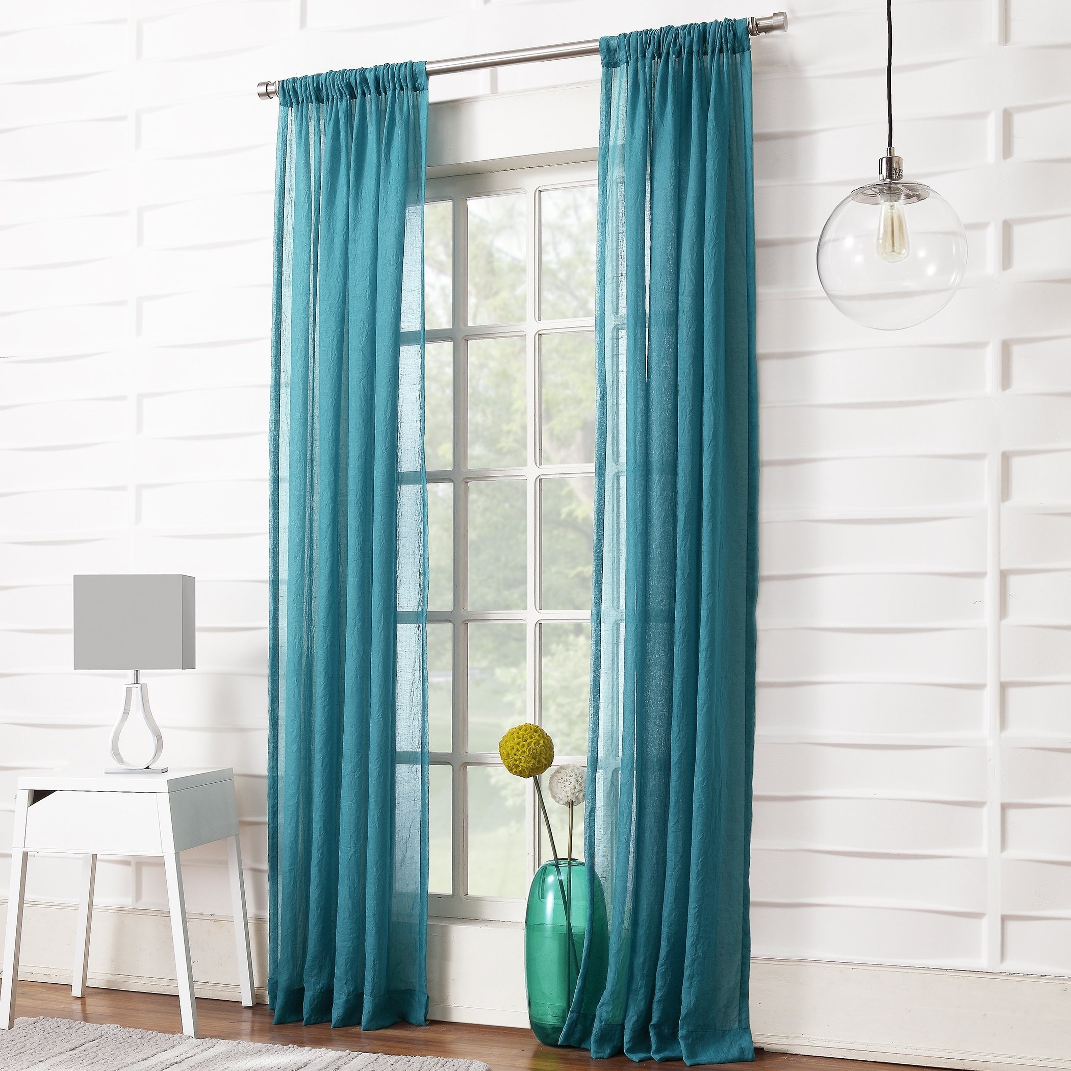 No. 918 Ladonna Crushed Texture Semi-Sheer Rod Pocket Curtain Panel, Single Panel