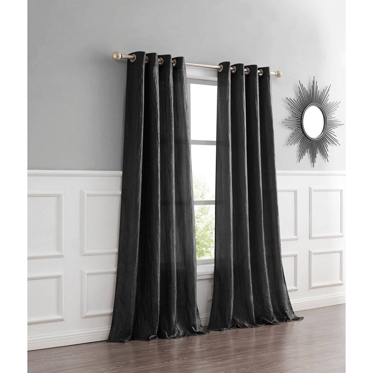 Dainty Home Verona Crushed Silk Light Filtering Grommet Single Panel Extra Wide Curtains