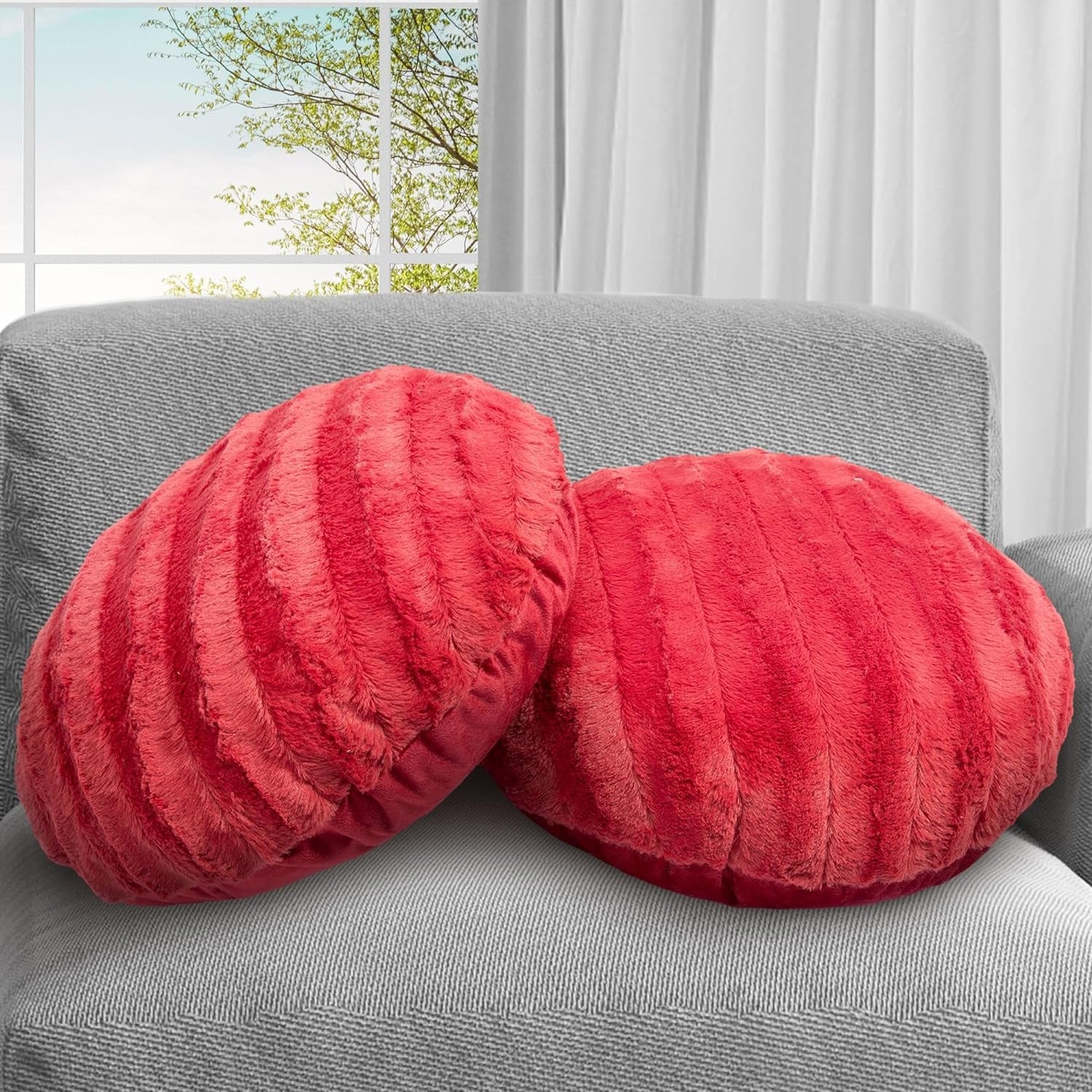 Cheer Collection Set of 2 Decorative Round Throw Pillows