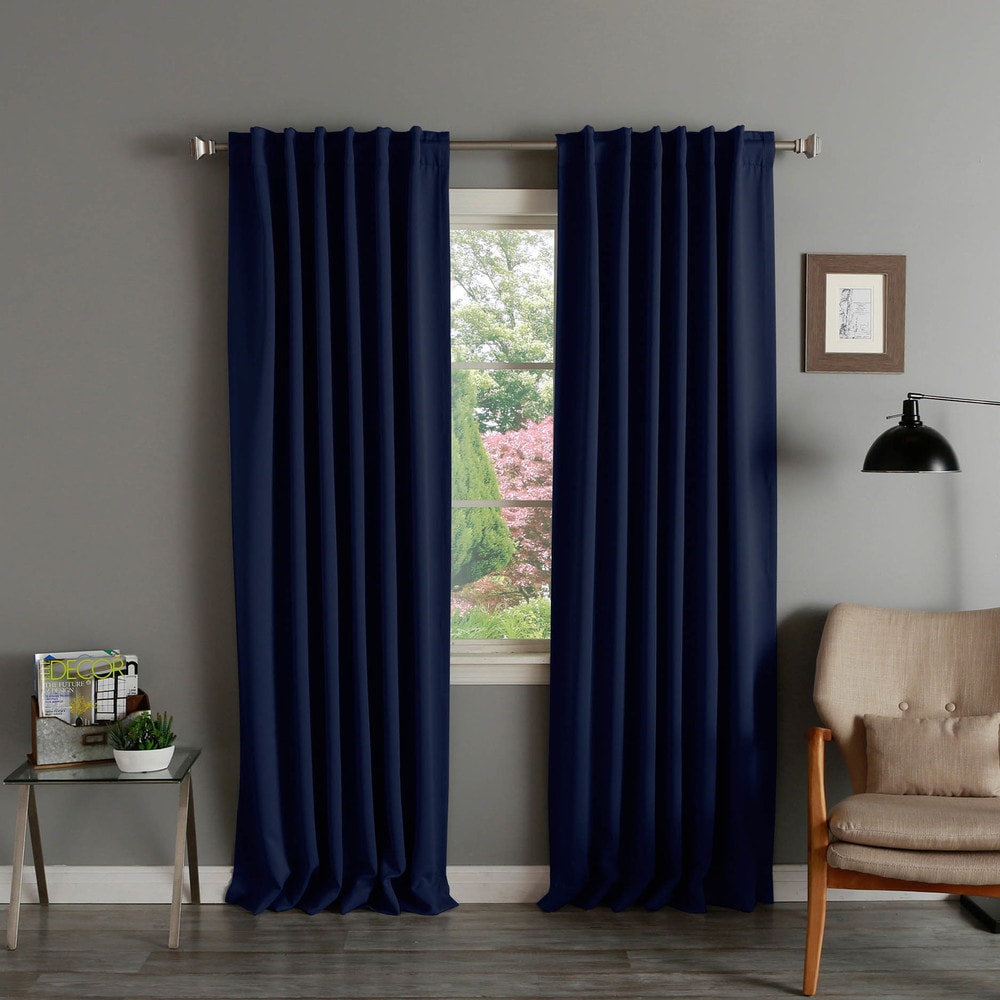 Aurora Home Solid Insulated Thermal Blackout Curtain Panel Pair - 52 x 120