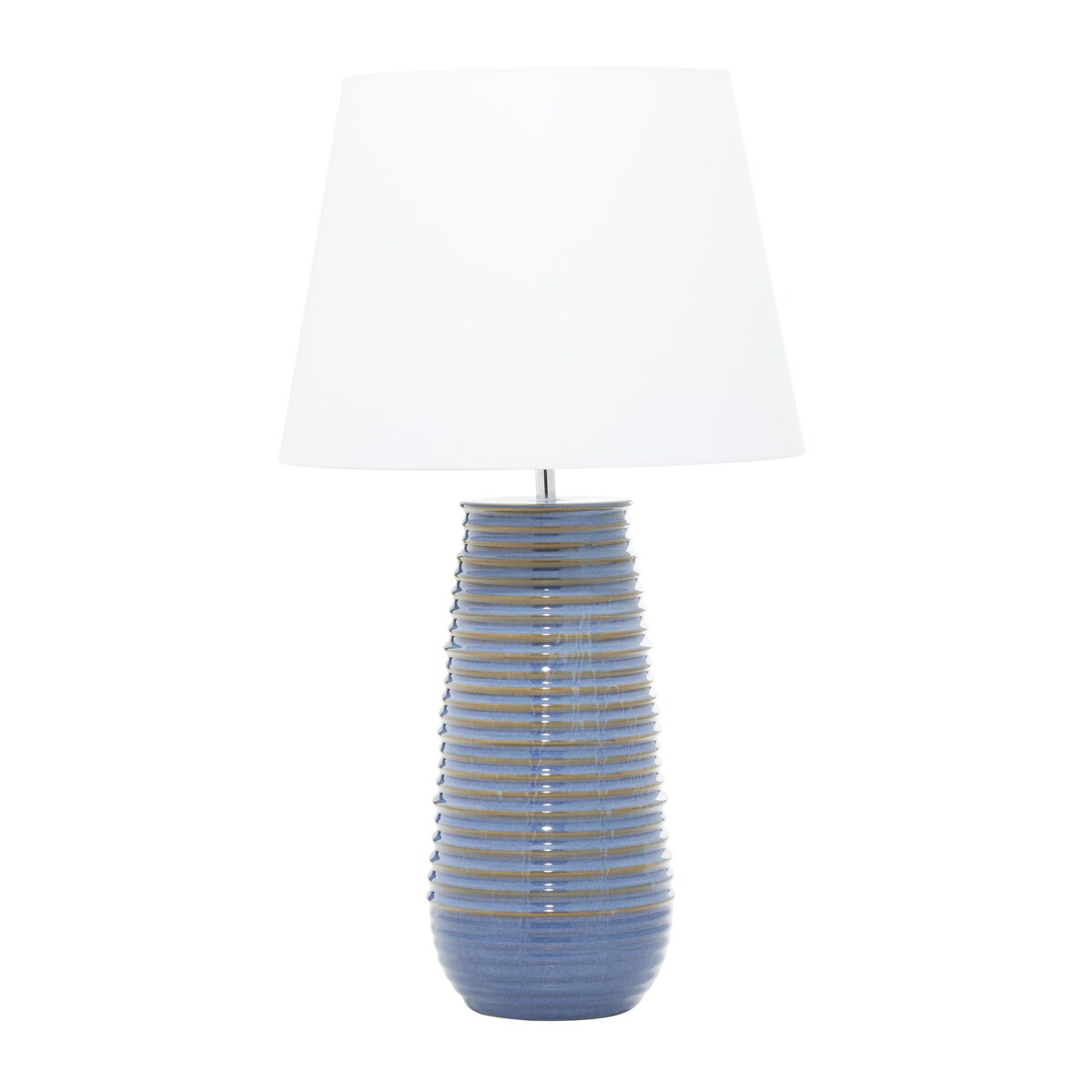 Ceramic Ribbed Room Table Lamp with Drum Shade - Blue - Roche River Decor