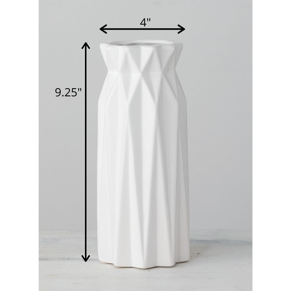 Sullivans Origami Vase 9.25H White - 4L x 4W x 9.25H