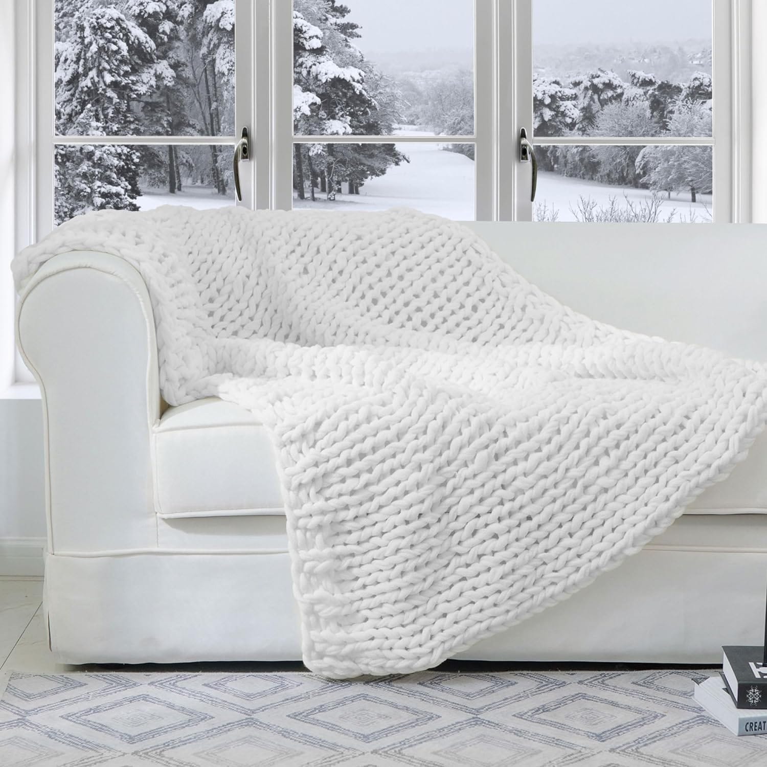 Cheer Collection Ultra Plush Chunky Cable Knit Throw Blanket