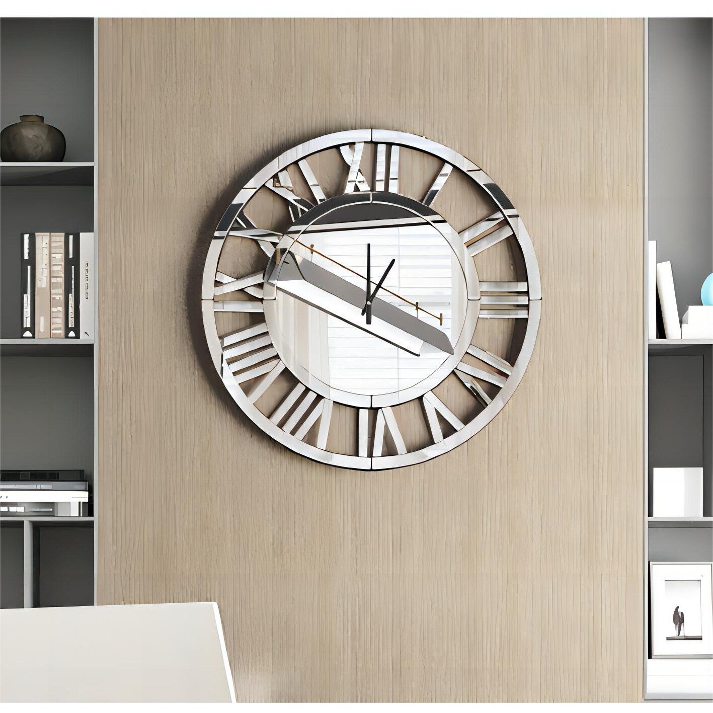 Round Wall Clock- Modern Clocks Mirrored Wall Decor