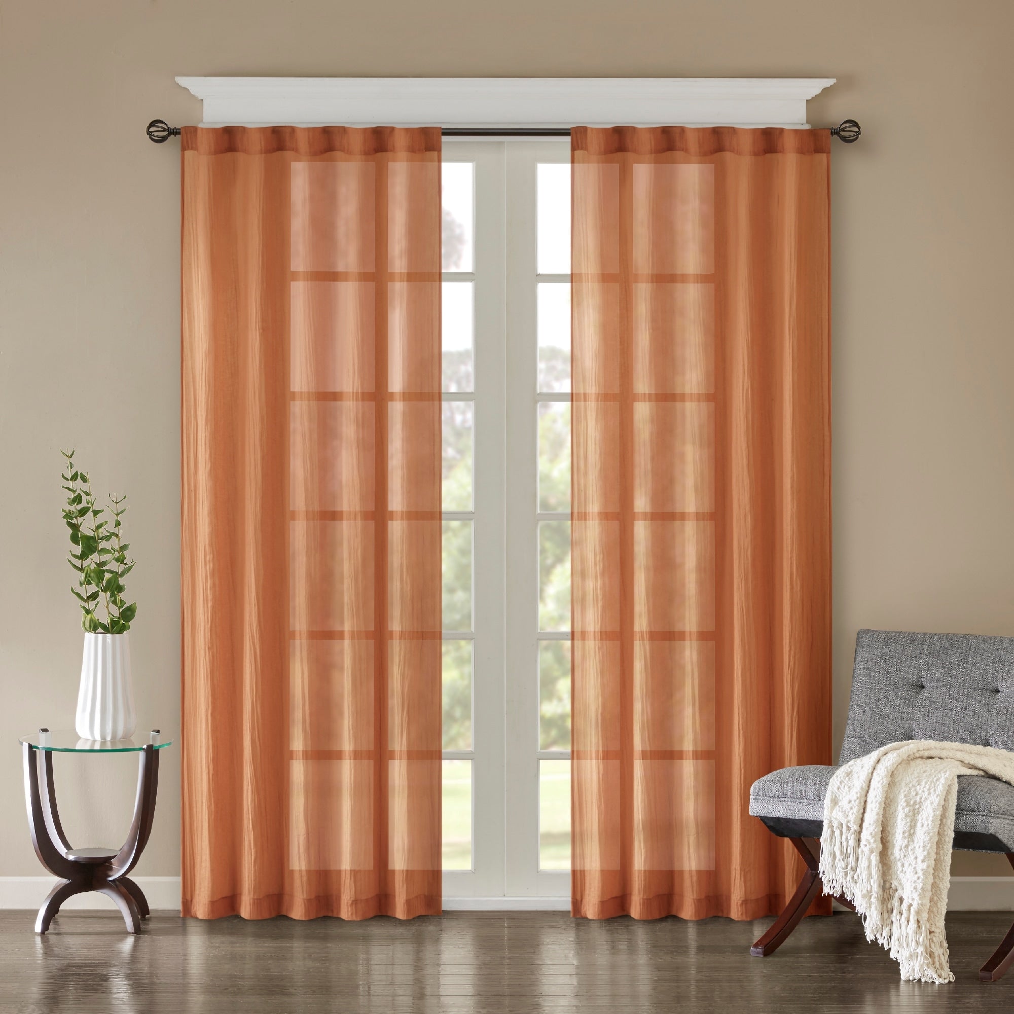 Madison Park Kaylee Solid Crushed Sheer Window Curtain Pair