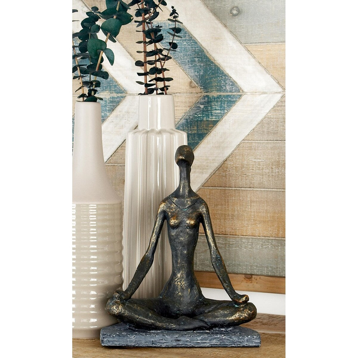 Polystone Yoga Decorative Sculpture - Black - Roche River Decor