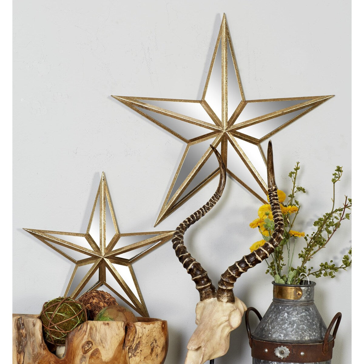 Metal Star Indoor Outdoor Home Wall Decor - Set of 2 Cream - Roche River Decor