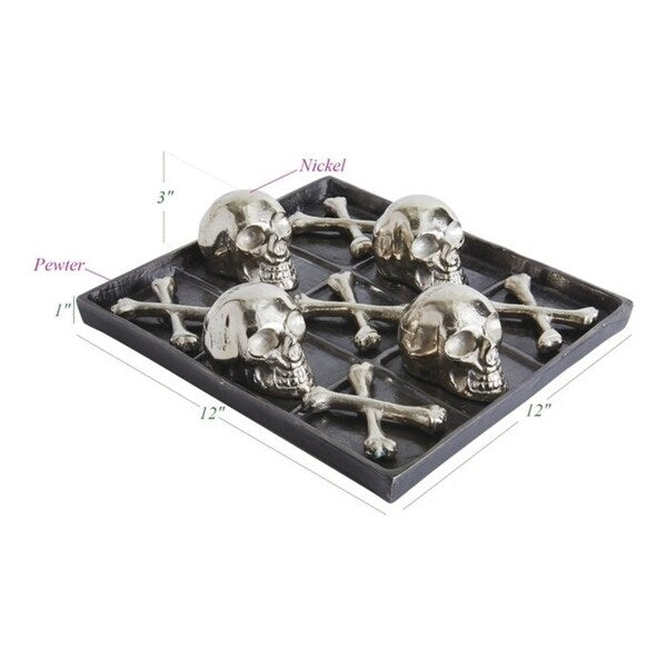 Skull and Bones Brushed Nickel Tic Tac Toe