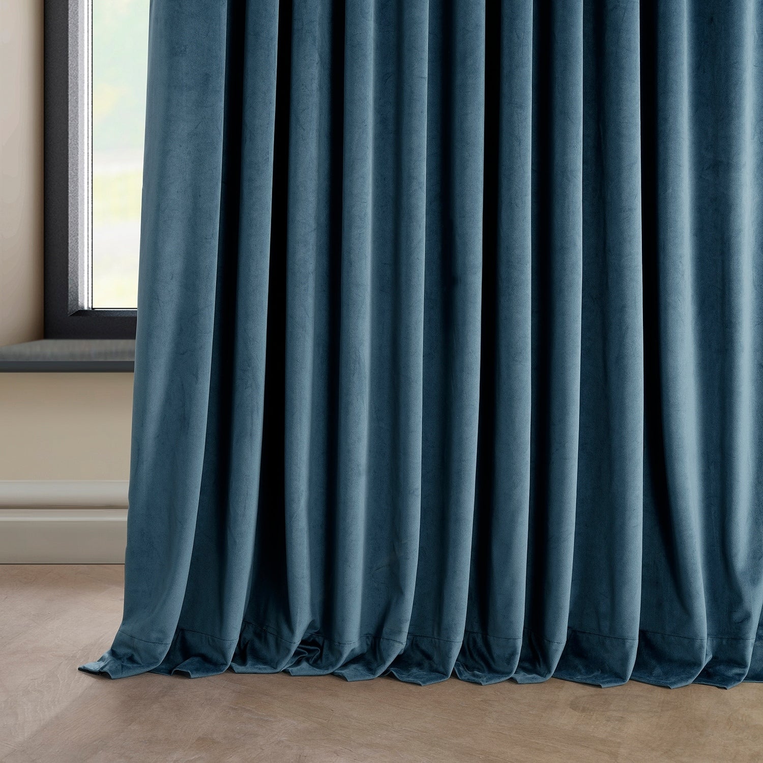 Exclusive Fabrics Extra Wide Heritage Plush Velvet Room Darkening Curtain (1 Panel)