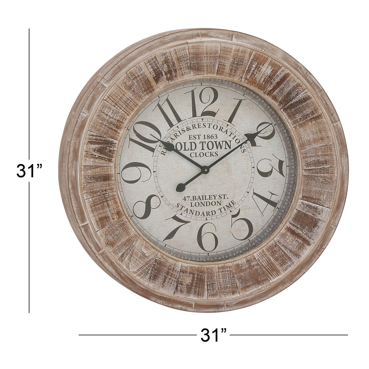 Wooden Decorative Wall Clock - Brown - Roche River Decor