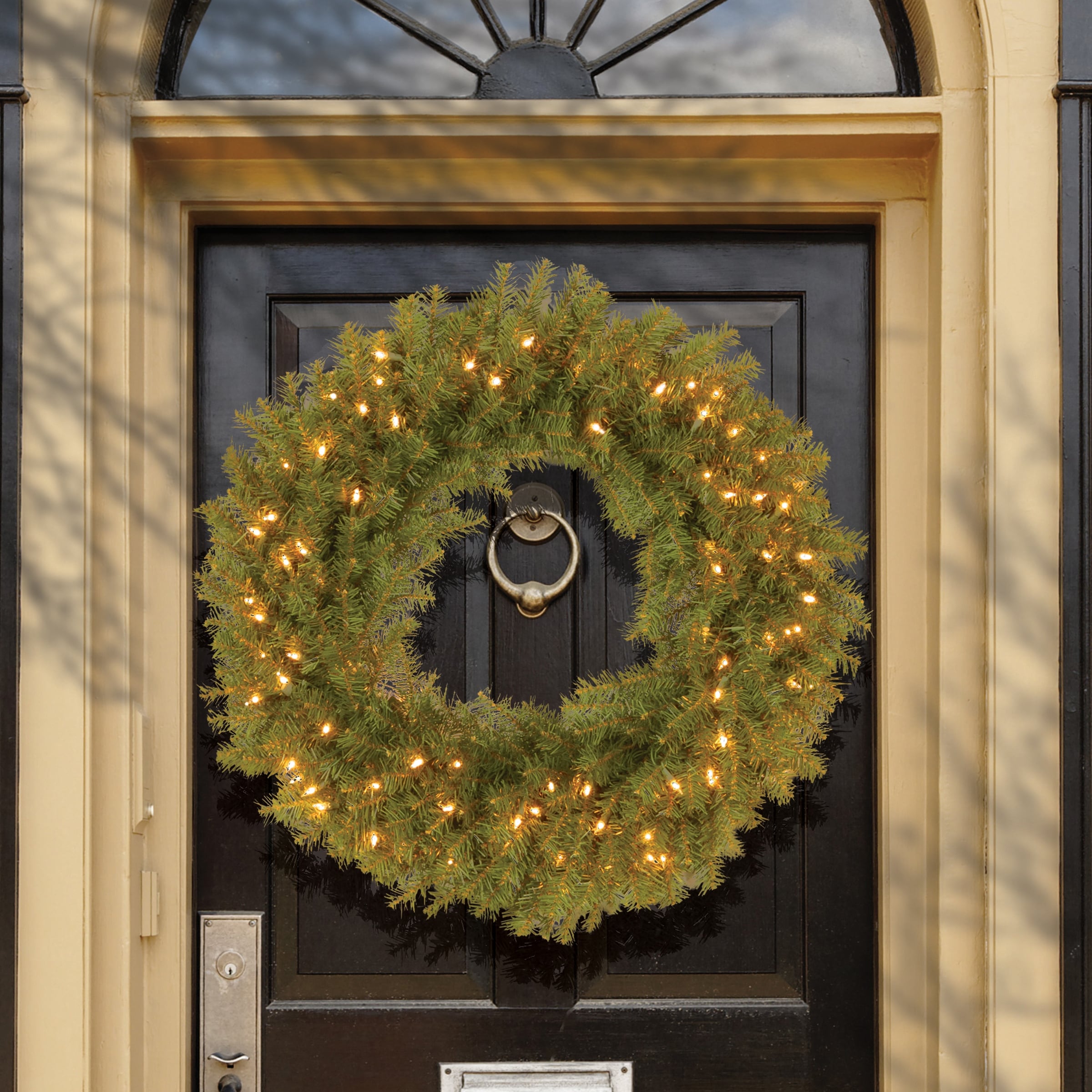 National Tree Company 30 in. Norwood Fir Wreath with Battery Operated Warm White LED Lights