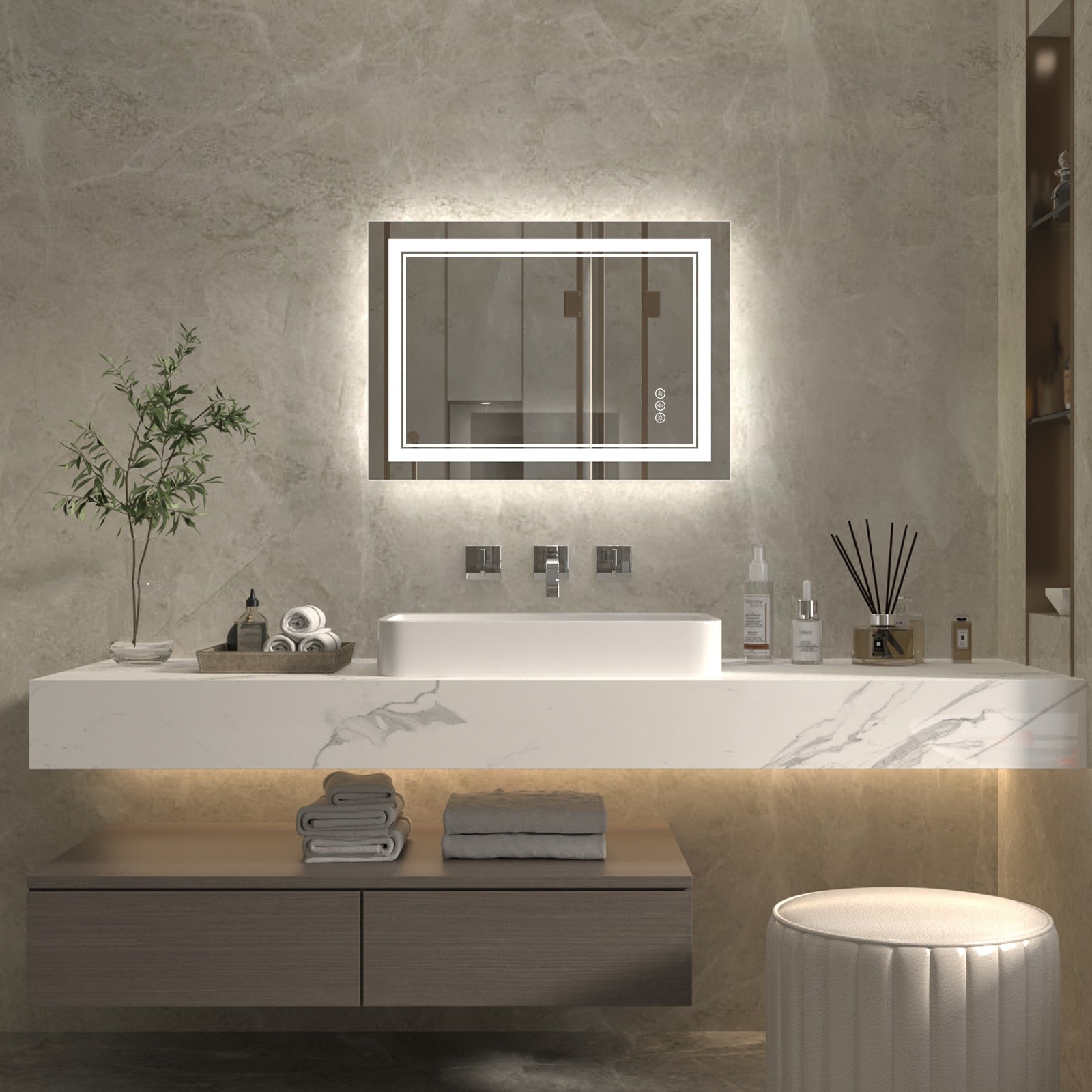 ExBrite Anti-Fog LED Bathroom Mirror with Endless Dimming