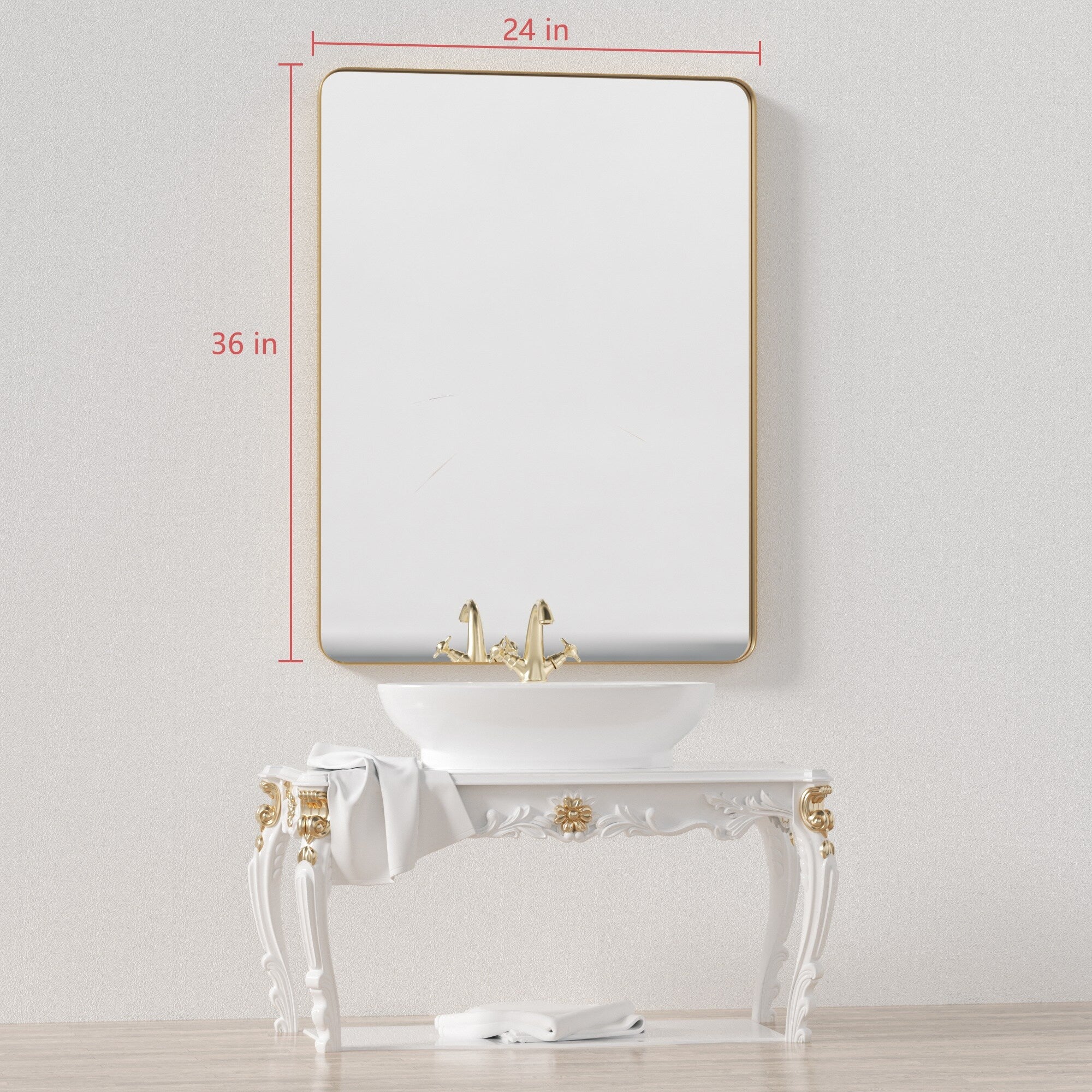 Wall Mirror Vanity Mirror Bathroom Mirror with Round Corner (1 Piece)