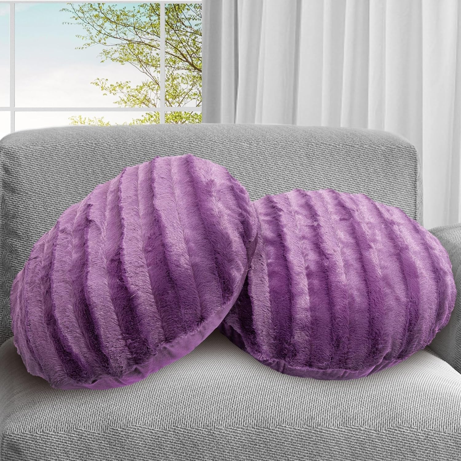 Cheer Collection Set of 2 Decorative Round Throw Pillows