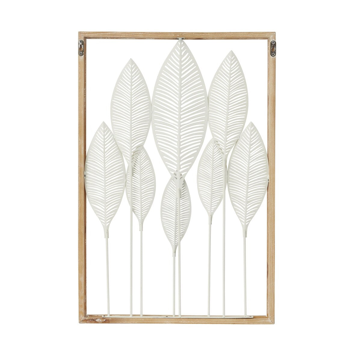 Metal Leaf Tall Cut-Out Home Wall Decor with Intricate Laser Cut Designs - White - Roche River Decor