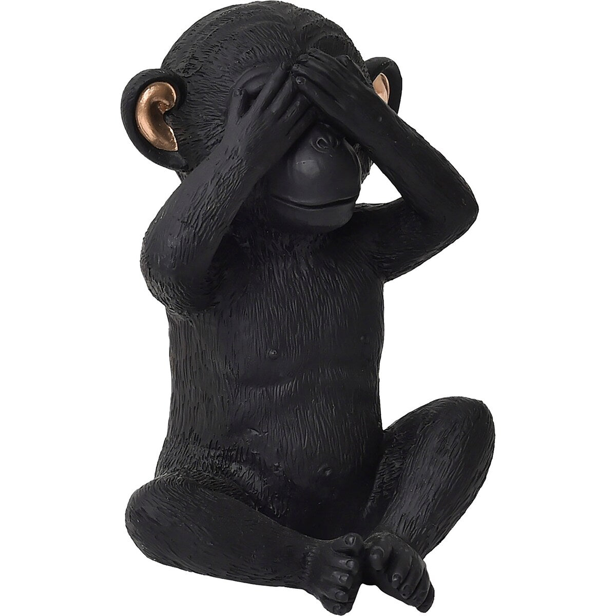 3 Wise Monkeys Speak Hear See No Evil Resin Black Gold Set of 3