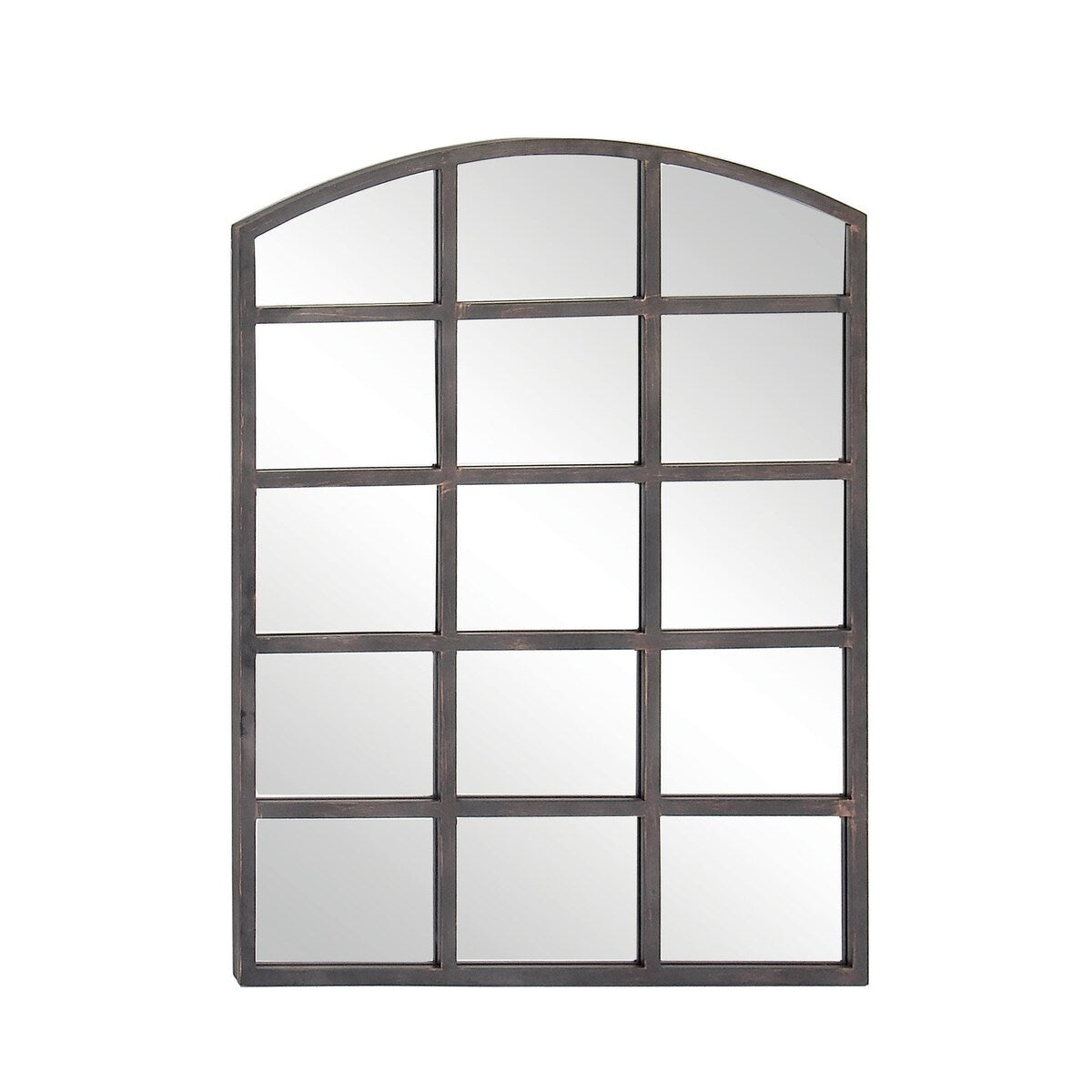 Metal Window Pane Inspired Room Wall Mirror with Arched Top - Roche River Decor